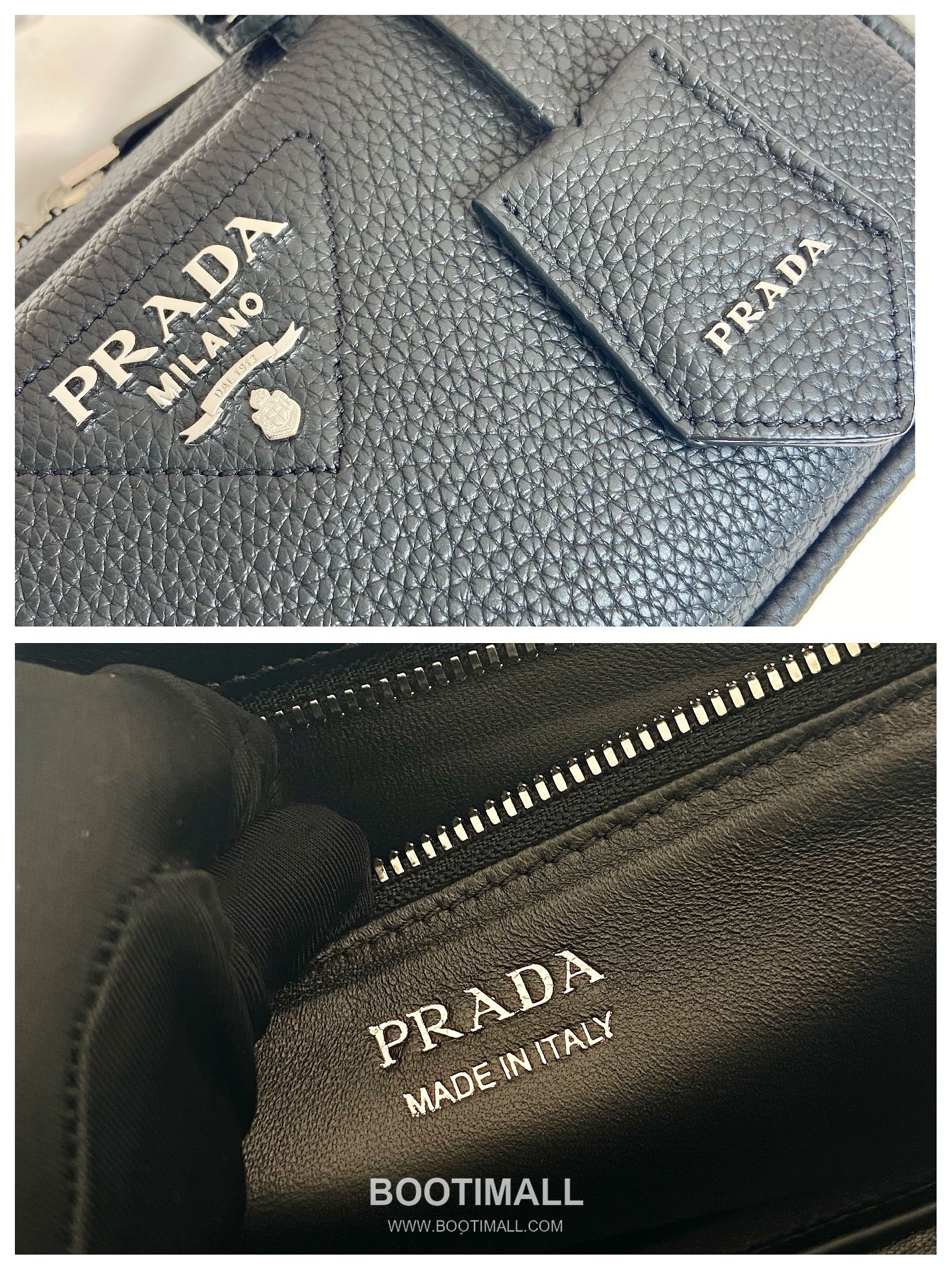 Prada Deer Grain Calfskin Top Handle Bag with Woven Strap and Zip Detail 프라다 디어그레인 카프스킨 우븐스트랩 지퍼 토트백 1BB102 24cm 9