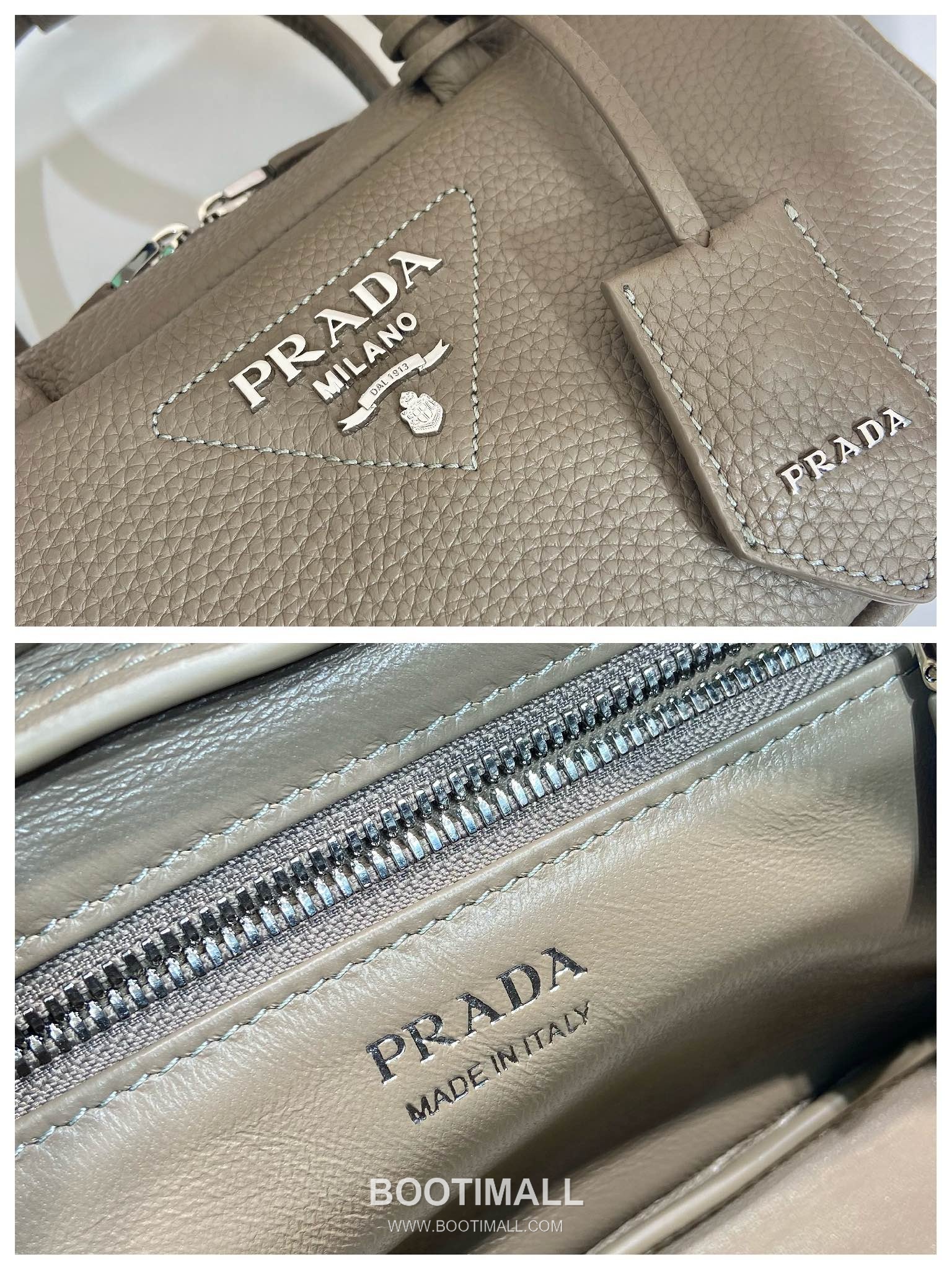 Prada Deer Grain Calfskin Top Handle Bag with Woven Strap and Zip Detail 프라다 디어그레인 카프스킨 우븐스트랩 지퍼 토트백 1BB102 24cm 9