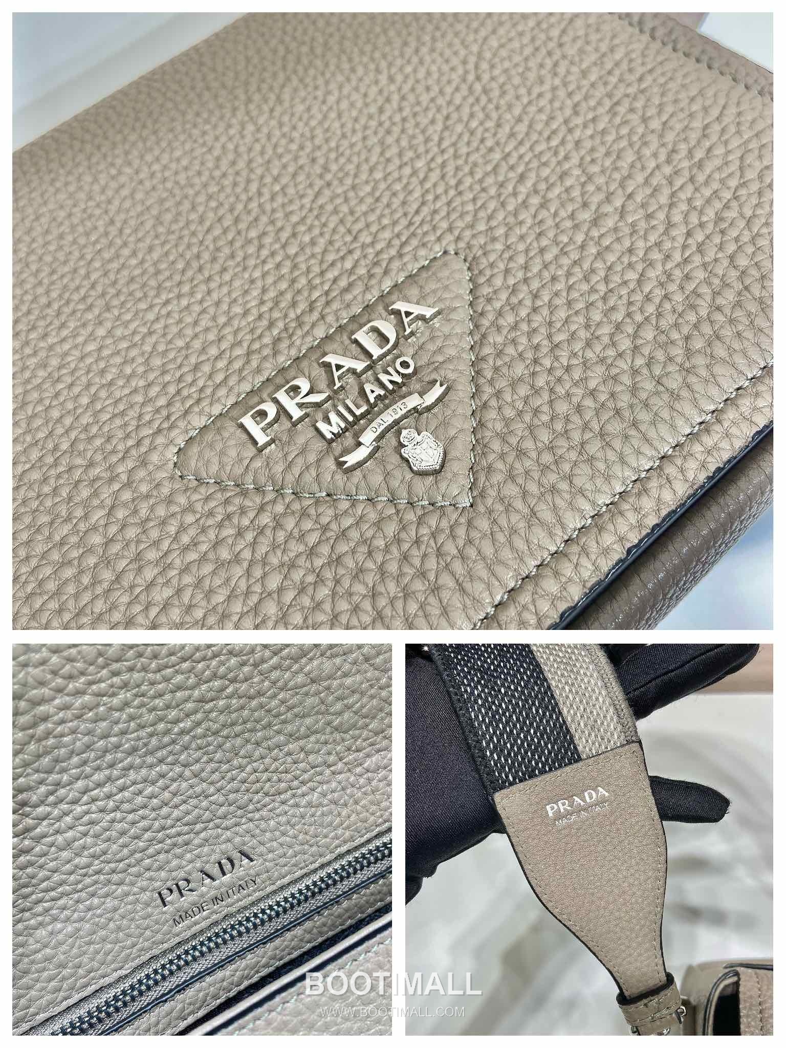 Prada Deer Grain Calfskin Shoulder Bag with Dual Detachable Strap and Logo Detail 프라다 디어그레인 카프스킨 더블스트랩 로고 숄더백 1BD314 23cm 9