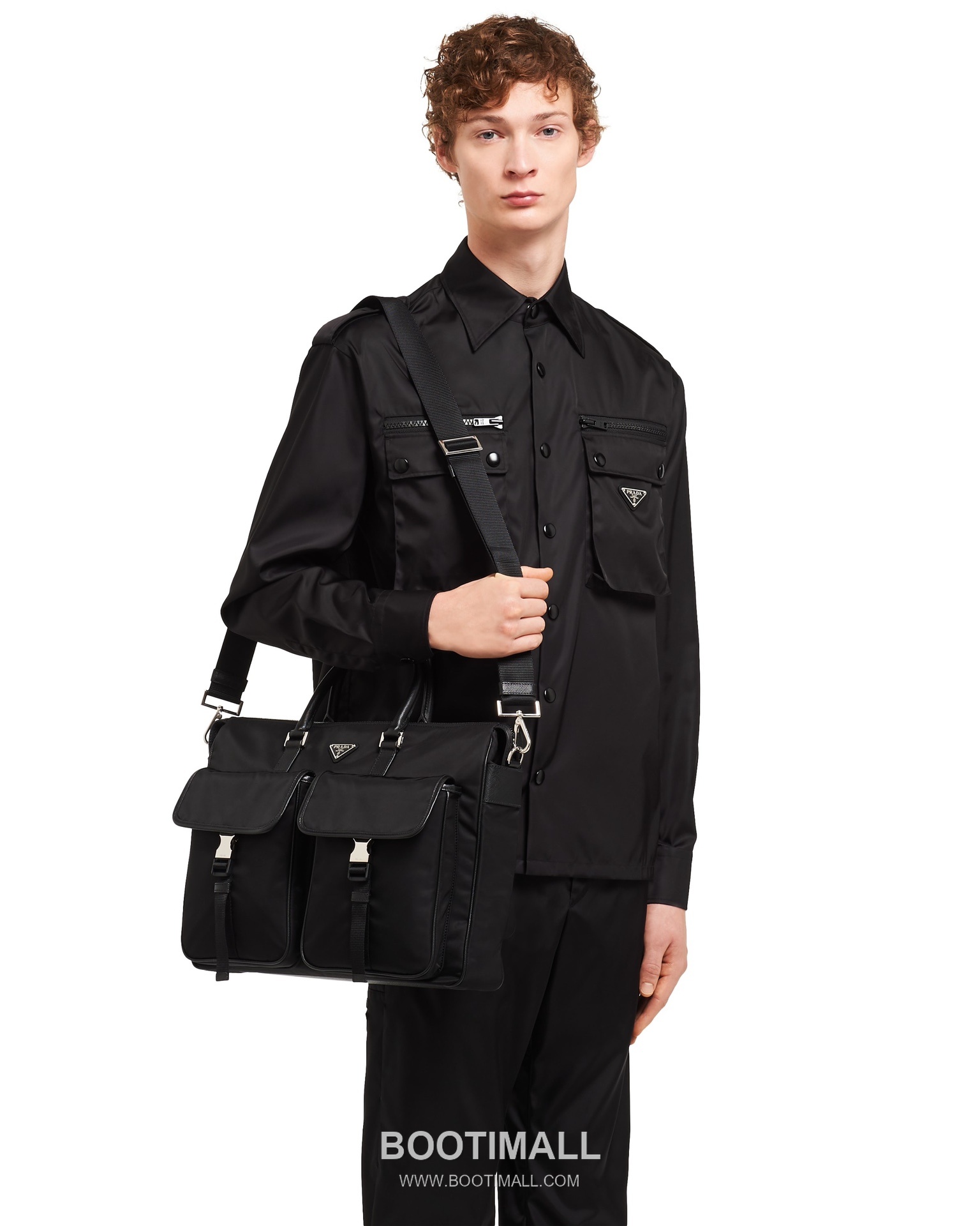 Prada Nylon Briefcase with Saffiano Leather Trim and Dual Front Pocket Detail 프라다 나일론 사피아노 트림 더블포켓 브리프케이스 2VE017 40cm 1