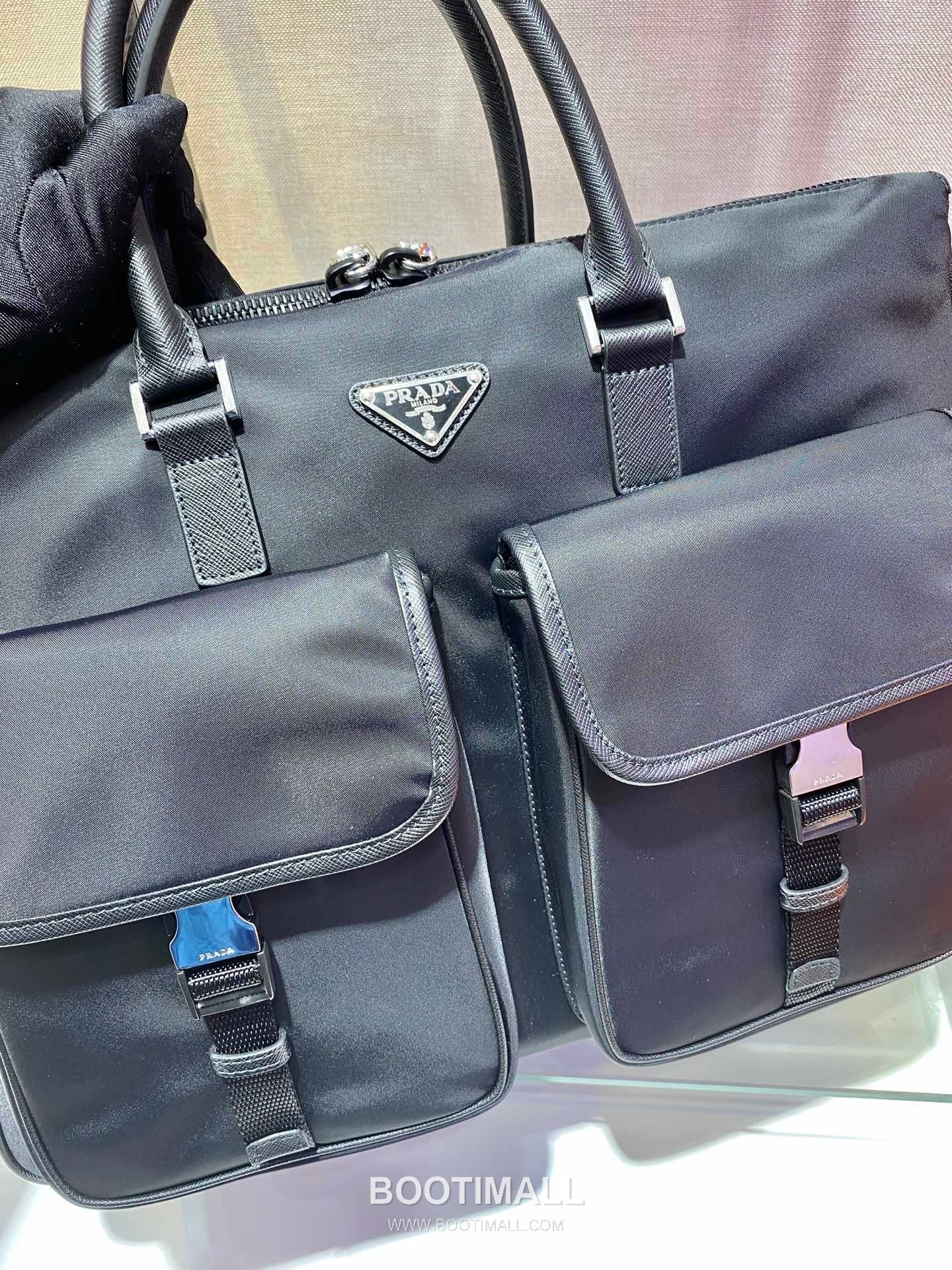 Prada Nylon Briefcase with Saffiano Leather Trim and Dual Front Pocket Detail 프라다 나일론 사피아노 트림 더블포켓 브리프케이스 2VE017 40cm 7