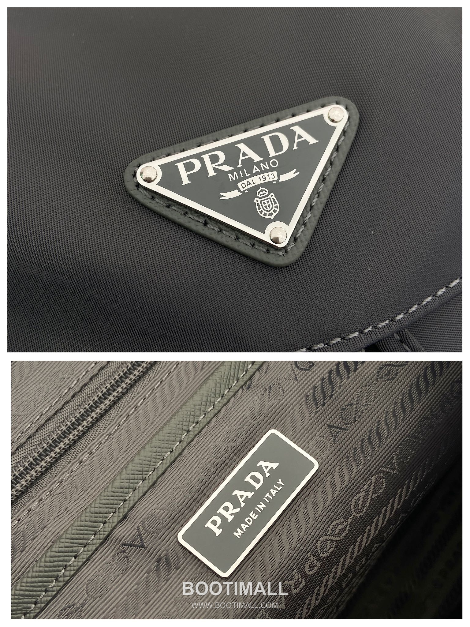 Prada Nylon Backpack with Saffiano Leather Trim and Detachable Pouch Detail 프라다 나일론 사피아노트림 탈부착파우치 백팩 1BZ811 30cm 9