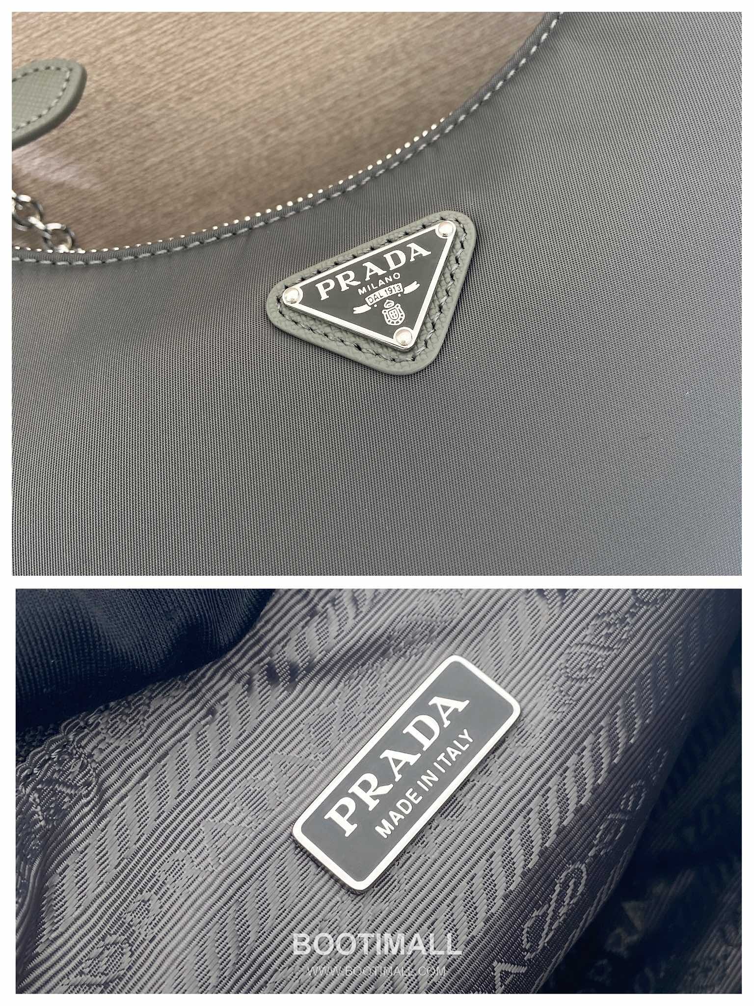 Prada Nylon Hobo Bag with Chain Handle and Detachable Strap Detail 프라다 나일론 체인핸들 탈부착스트랩 호보백 1BH204 22cm 7