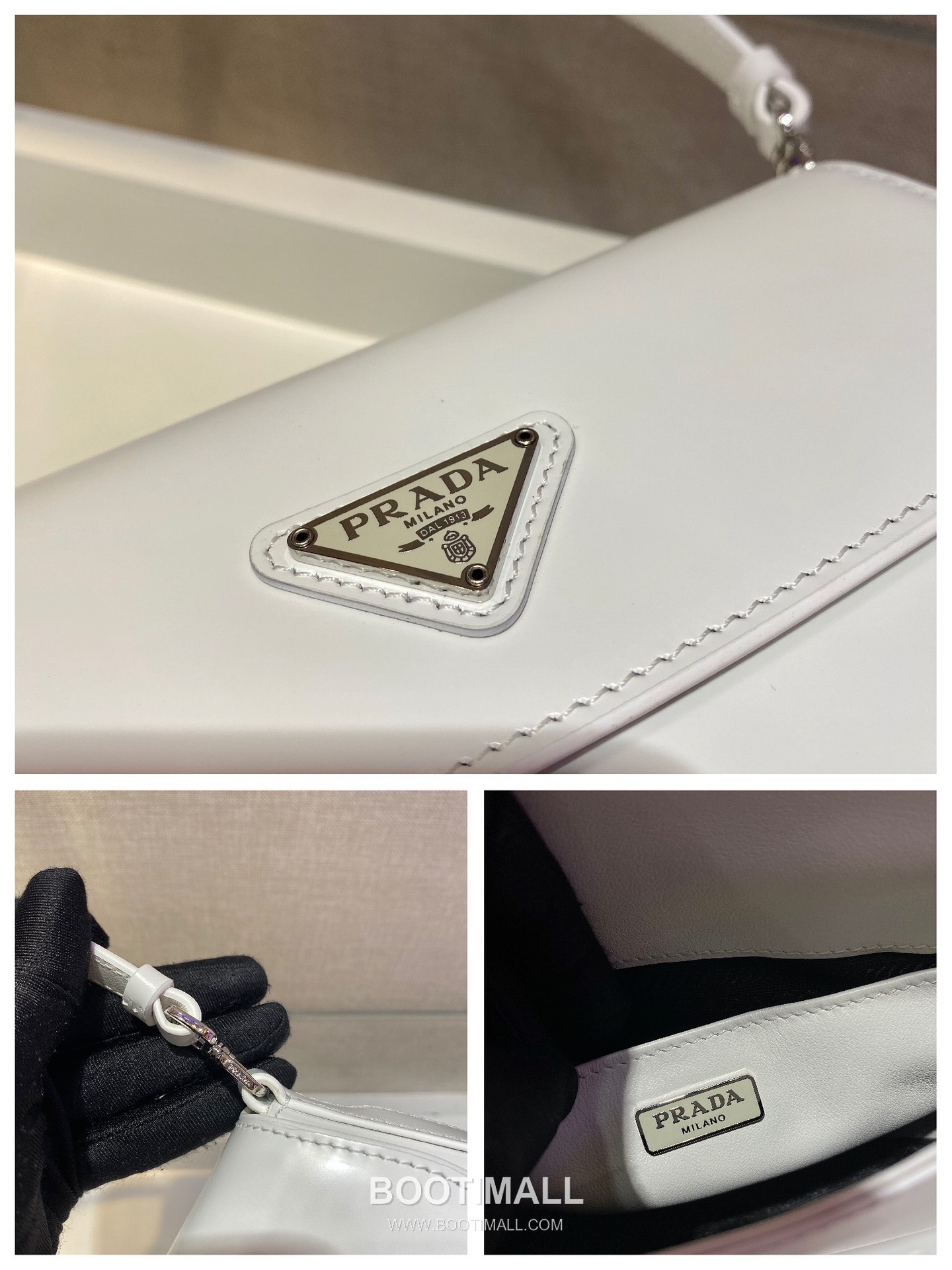Prada Smooth Calfskin Flap Shoulder Bag with Vintage Curved Shape Detail 프라다 스무스 카프스킨 플랩 빈티지커브 숄더백 1BD311 23cm 9