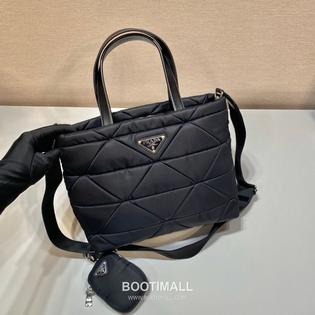Prada System Calfskin Tote Bag with Triangle Stitching and Detachable Pouch Strap Detail 프라다 시스템 카프스킨 삼각스티치 파우치스트랩 토트백 1BG380 25cm 3