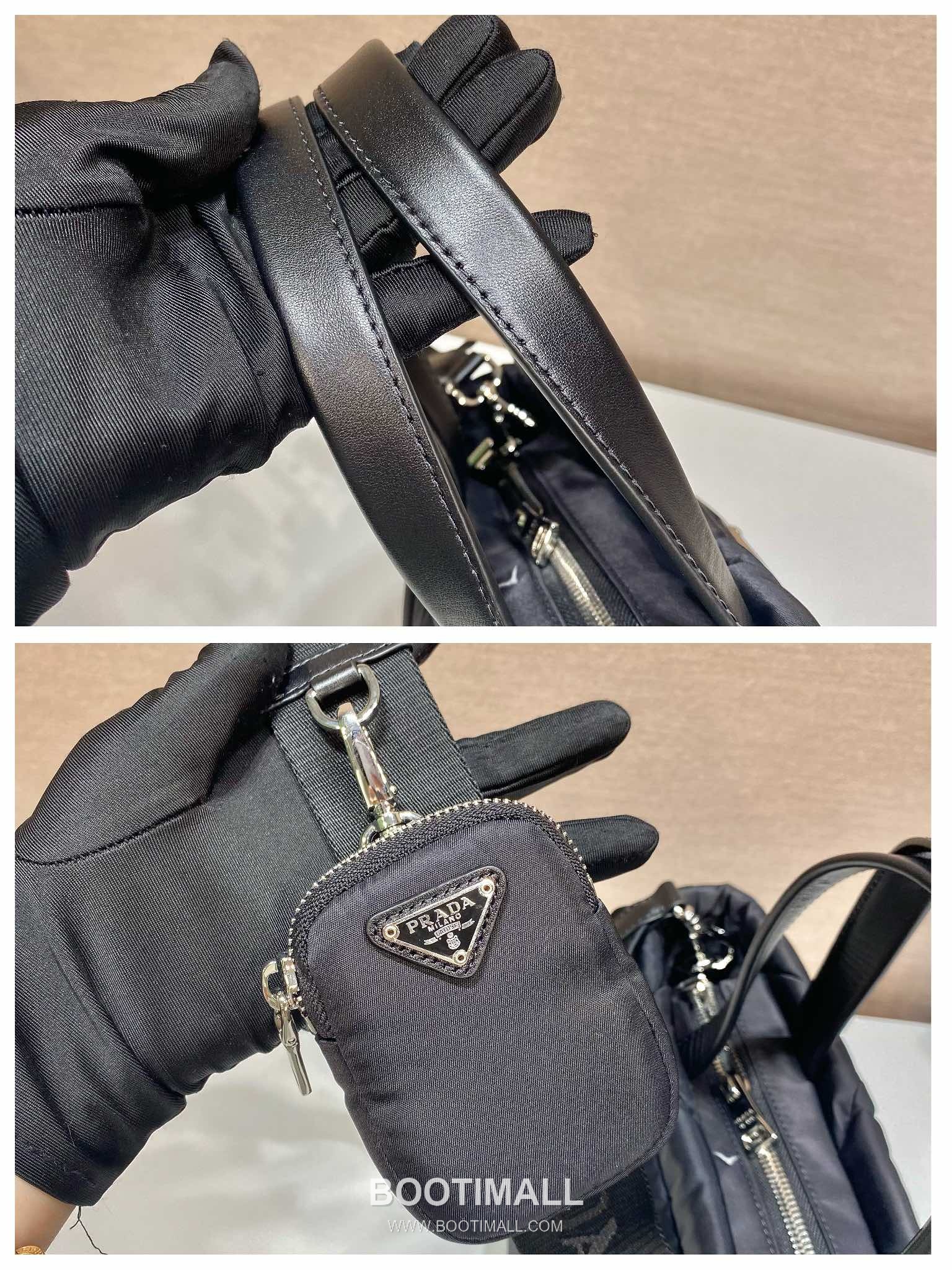 Prada System Calfskin Tote Bag with Triangle Stitching and Detachable Pouch Strap Detail 프라다 시스템 카프스킨 삼각스티치 파우치스트랩 토트백 1BG380 25cm 7