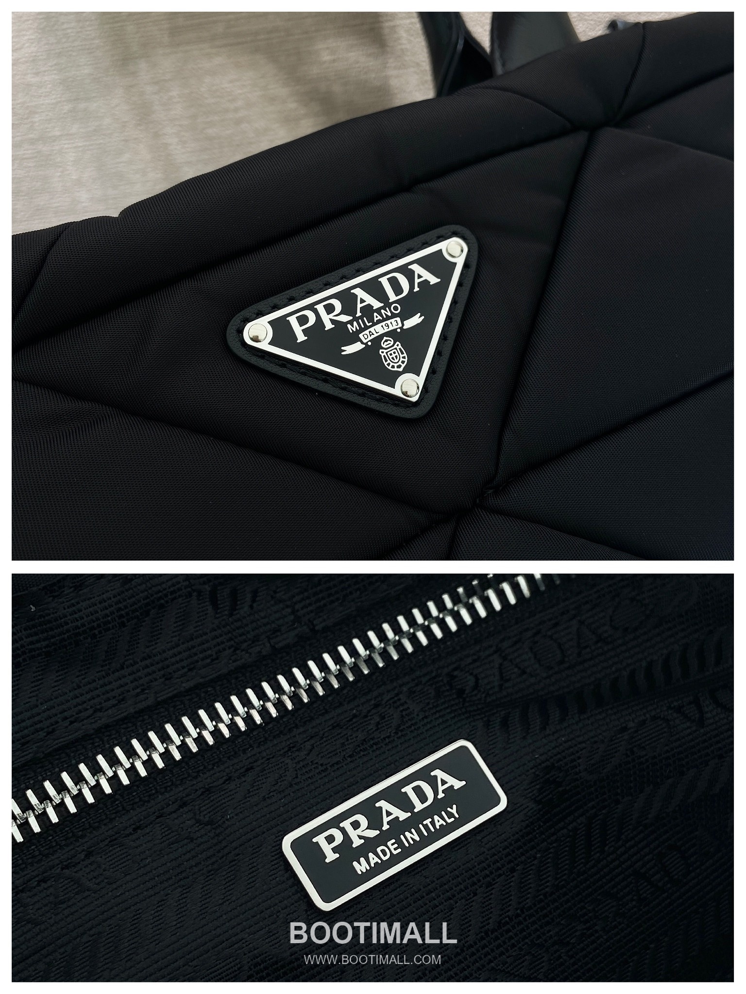 Prada System Calfskin Tote Bag with Triangle Stitching and Detachable Pouch Strap Detail 프라다 시스템 카프스킨 삼각스티치 파우치스트랩 토트백 1BG380A 25cm 9