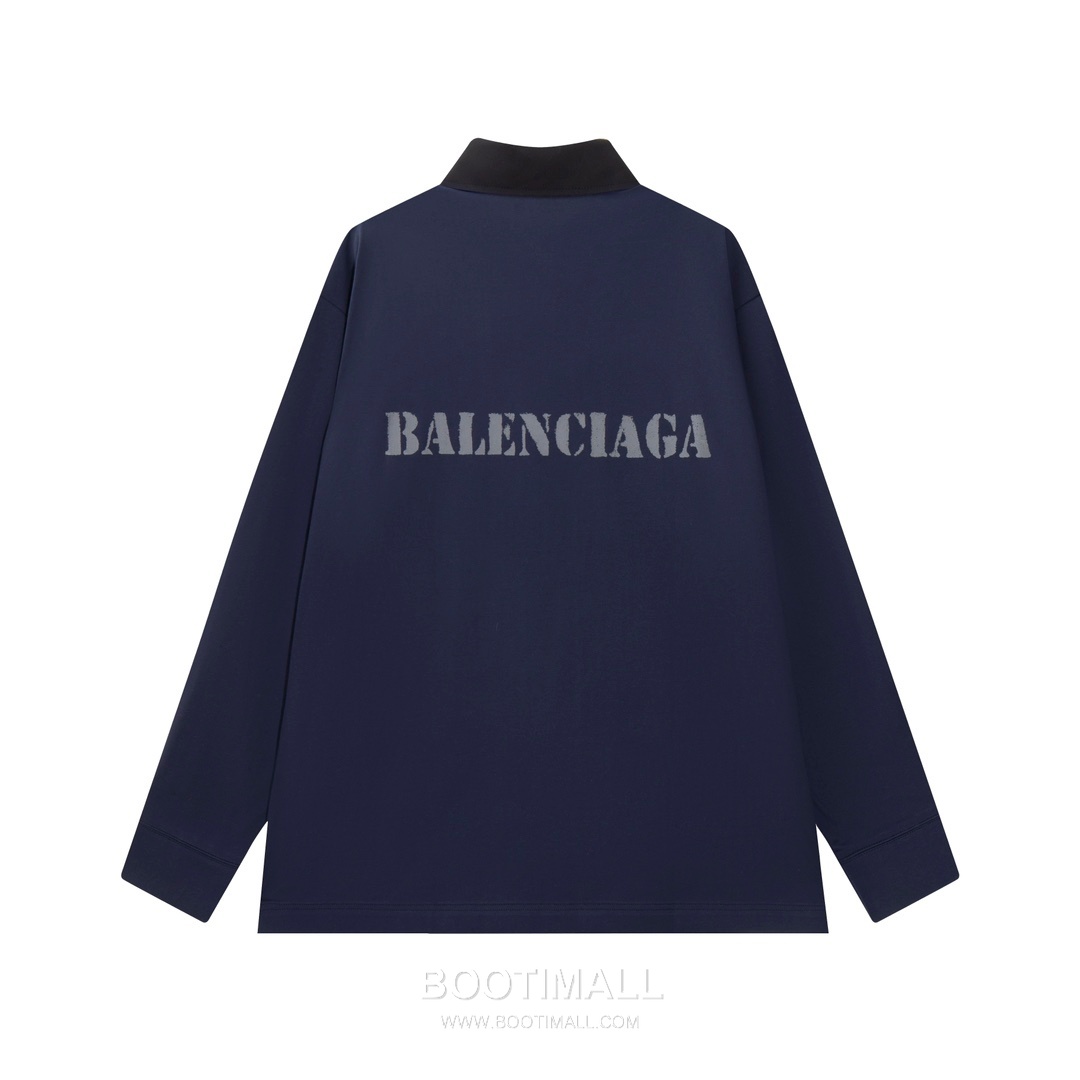 Balenciaga 2025 S/S Cotton Knit Panel Long Sleeve Shirt with Patchwork Detail 발렌시아가 2025SS 코튼 니트 패널 네이비 셔츠 패치워크 디테일 8