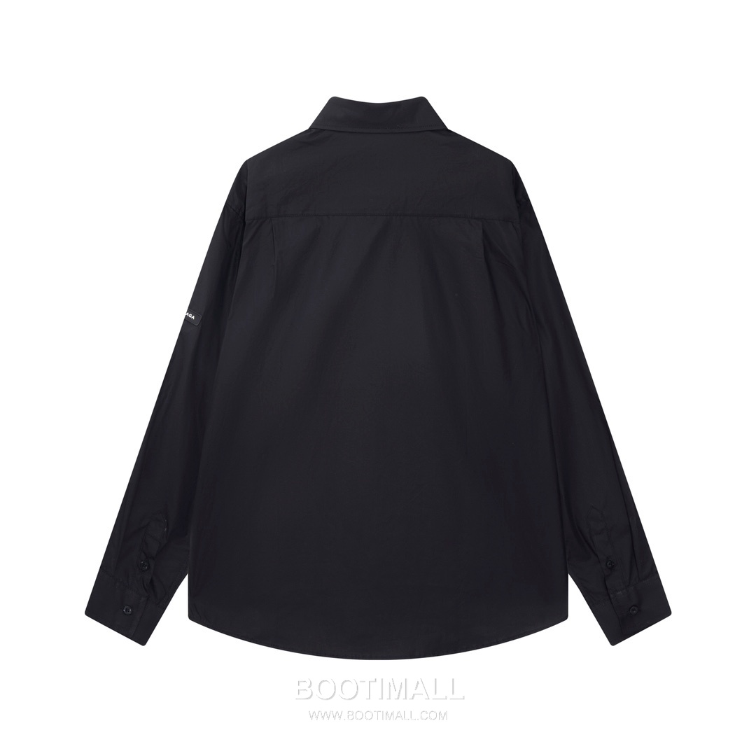 Balenciaga 2024 S/S Cotton Long Sleeve Shirt with Silicone Sleeve Logo 발렌시아가 2024SS 코튼 화이트 셔츠 실리콘 슬리브 로고 디테일 8