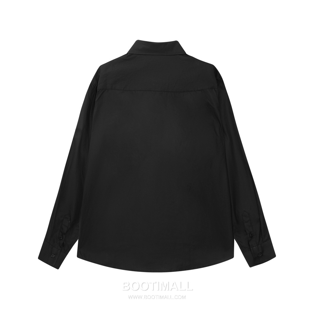 Balenciaga 2024 S/S Cotton Poplin Long Sleeve Shirt with Collar Embroidered Logo 발렌시아가 2024SS 코튼 포플린 블랙 셔츠 카라 자수 로고 2