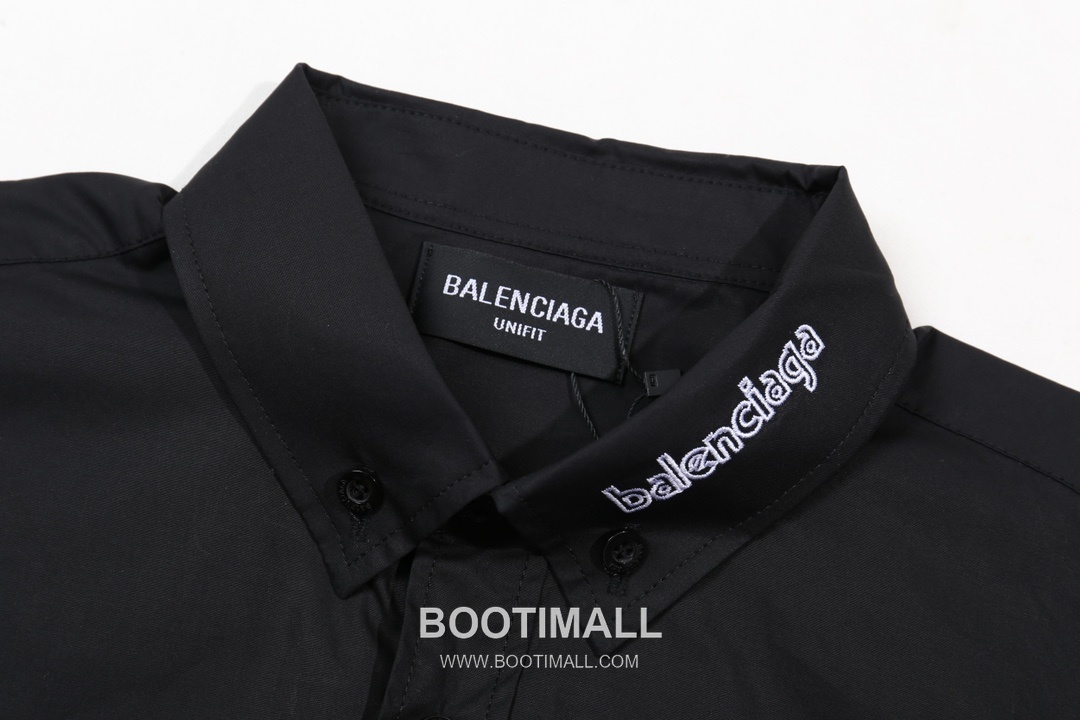 Balenciaga 2024 S/S Cotton Poplin Long Sleeve Shirt with Collar Embroidered Logo 발렌시아가 2024SS 코튼 포플린 블랙 셔츠 카라 자수 로고 3