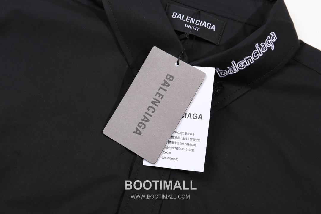 Balenciaga 2024 S/S Cotton Poplin Long Sleeve Shirt with Collar Embroidered Logo 발렌시아가 2024SS 코튼 포플린 블랙 셔츠 카라 자수 로고 4
