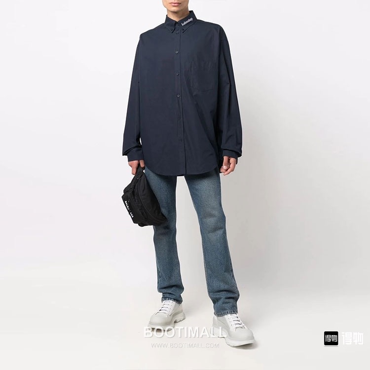 Balenciaga 2024 S/S Cotton Poplin Long Sleeve Shirt with Collar Embroidered Logo 발렌시아가 2024SS 코튼 포플린 블랙 셔츠 카라 자수 로고 3