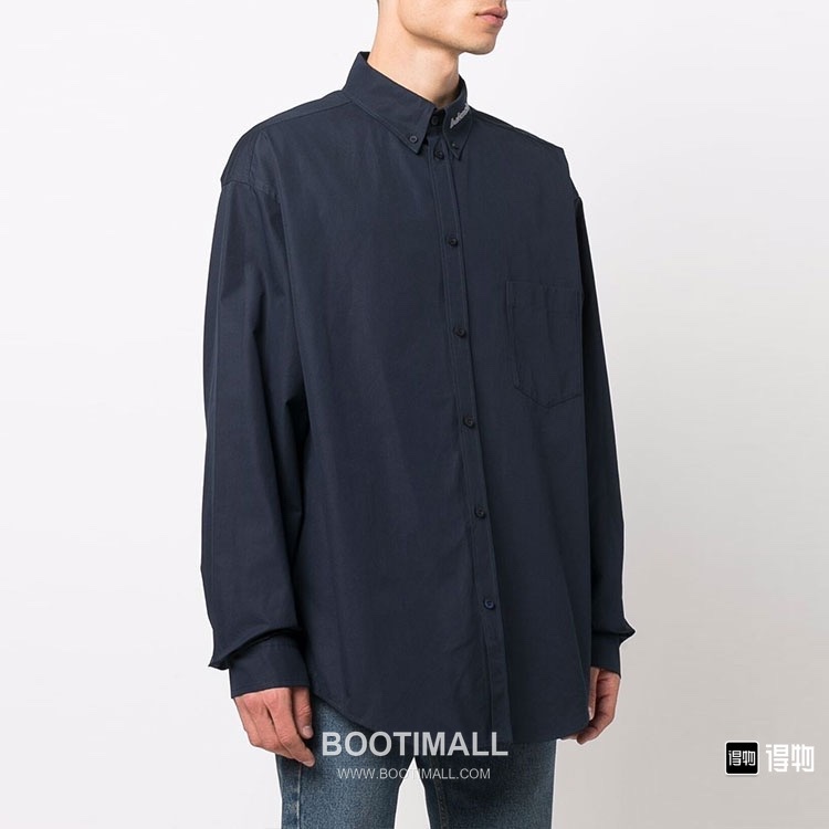 Balenciaga 2024 S/S Cotton Poplin Long Sleeve Shirt with Collar Embroidered Logo 발렌시아가 2024SS 코튼 포플린 블랙 셔츠 카라 자수 로고 5