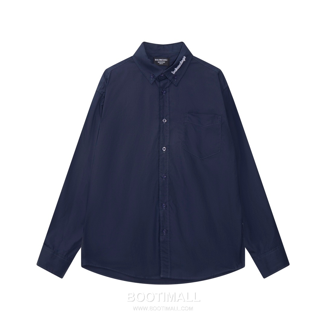 Balenciaga 2024 S/S Cotton Poplin Long Sleeve Shirt with Collar Embroidered Logo 발렌시아가 2024SS 코튼 포플린 블랙 셔츠 카라 자수 로고 7