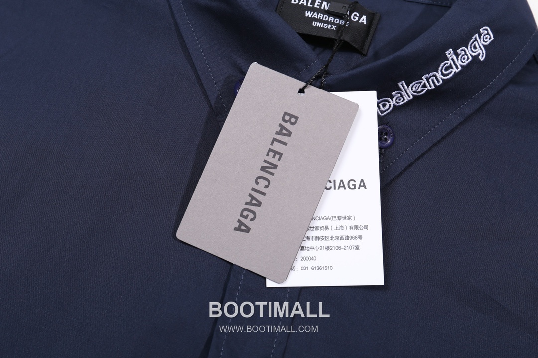 Balenciaga 2024 S/S Cotton Poplin Long Sleeve Shirt with Collar Embroidered Logo 발렌시아가 2024SS 코튼 포플린 블랙 셔츠 카라 자수 로고 10