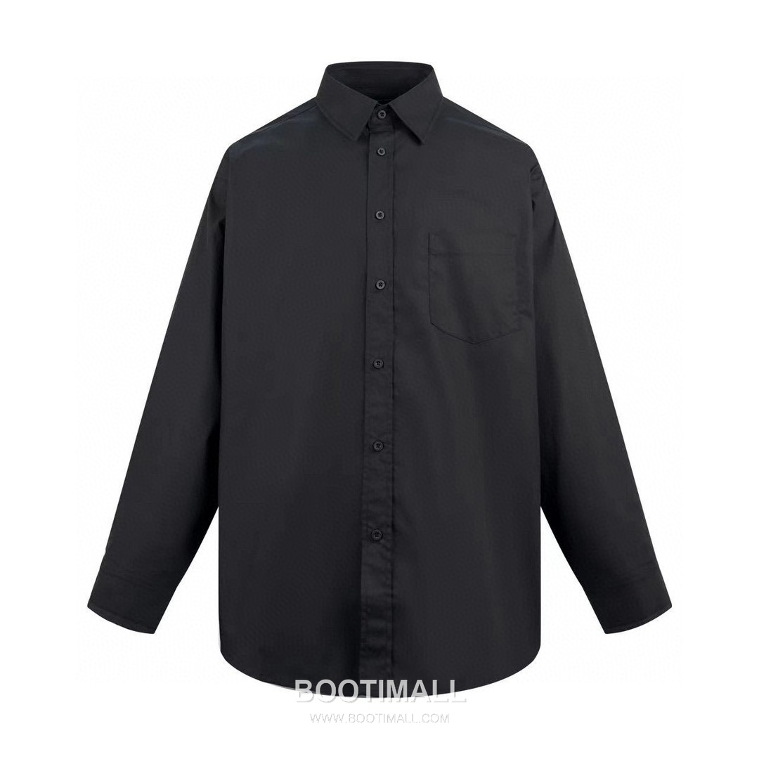 Balenciaga 2024 S/S Cotton Long Sleeve Shirt Jacket with Rhinestone Logo 발렌시아가 2024SS 코튼 블랙 셔츠 재킷 라인스톤 로고 7