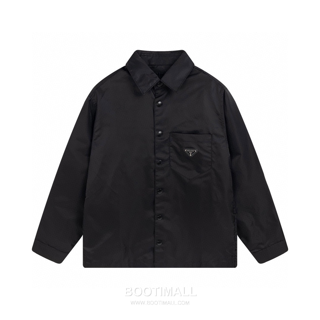 Prada 2024 S/S Nylon Long Sleeve Shirt Jacket with Triangle Logo 프라다 2024SS 나일론 블랙 셔츠 재킷 삼각 로고 9