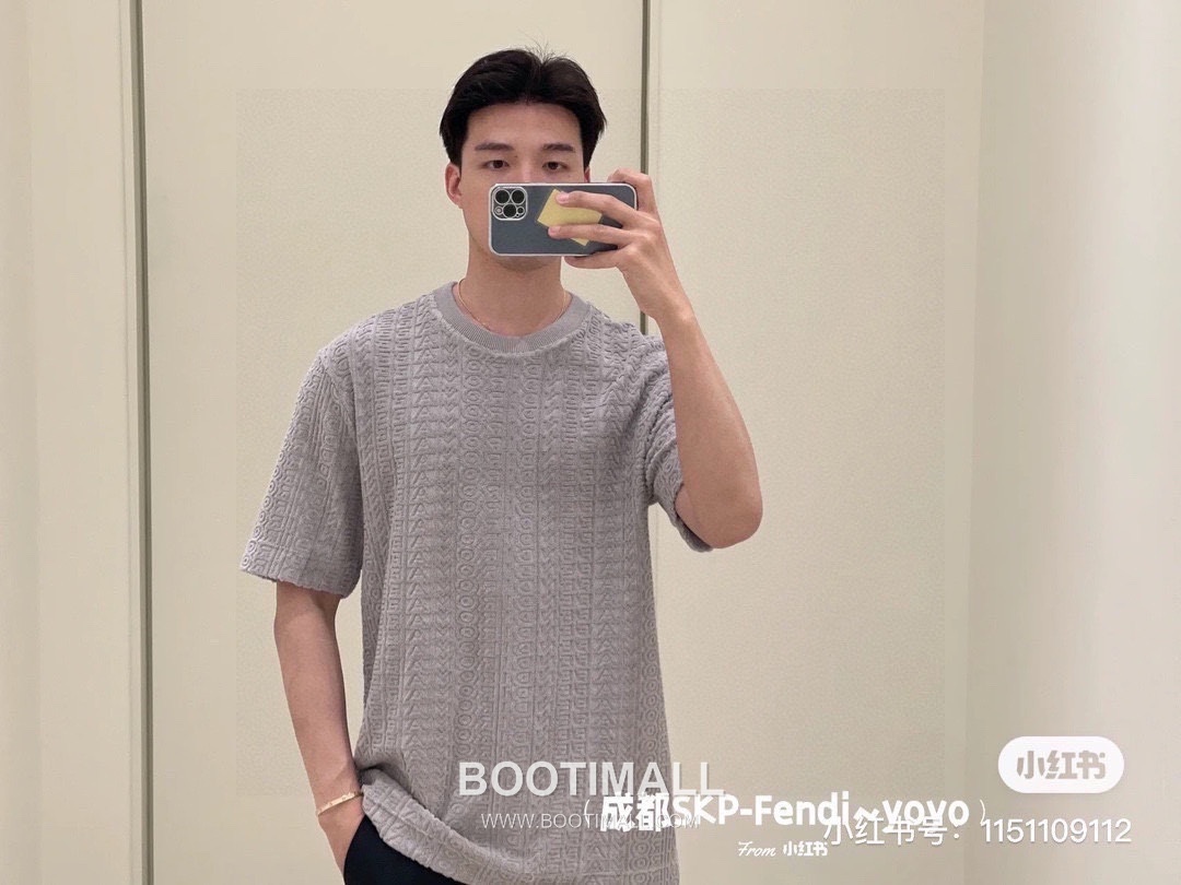 Fendi 2025 S/S Cotton Jacquard Short Sleeve T-Shirt with Logo Print 펜디 2025SS 코튼 자카드 블랙 티셔츠 로고 프린트 4