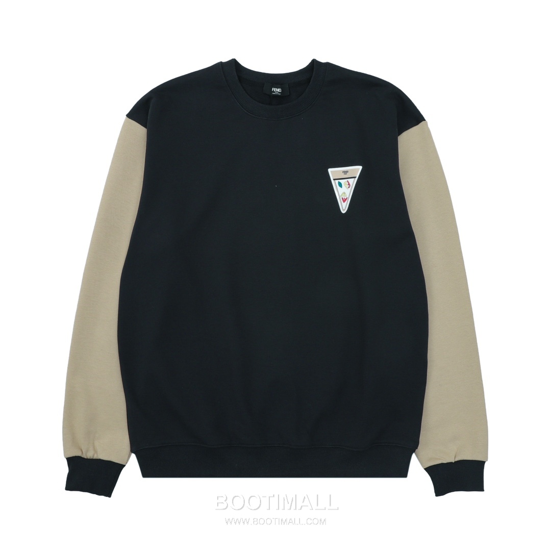 Fendi 2025 S/S Cotton Sweatshirt with Triangle Print Patchwork 펜디 2025SS 코튼 블랙 맨투맨 삼각 프린트 패치워크 10