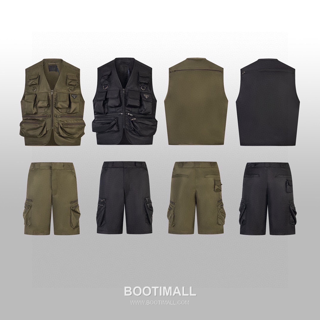 Prada 2025 S/S Cotton Cargo Shorts with Multi Zip Pocket Detail 프라다 2025SS 코튼 블랙 쇼츠 멀티 지퍼 카고 포켓 3