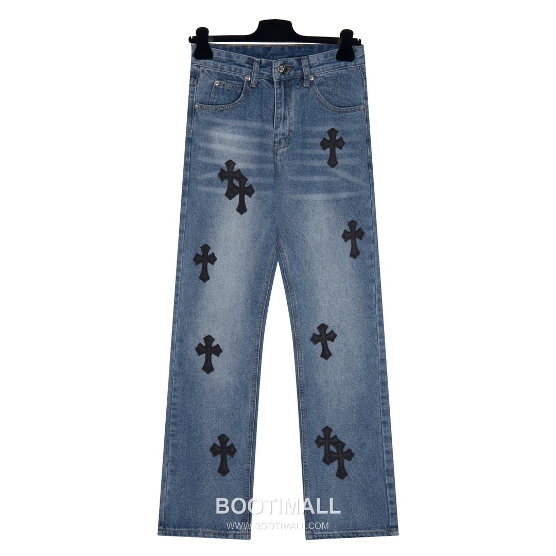 Chrome Hearts 2025 S/S Denim Straight Pants with Leather Cross Patch 크롬하츠 2025SS 데님 블루 팬츠 레더 크로스 패치 1