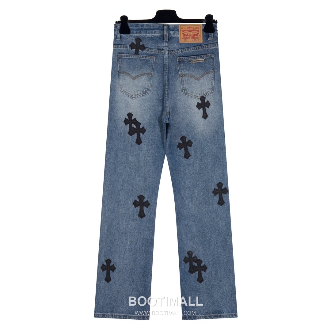 Chrome Hearts 2025 S/S Denim Straight Pants with Leather Cross Patch 크롬하츠 2025SS 데님 블루 팬츠 레더 크로스 패치 2