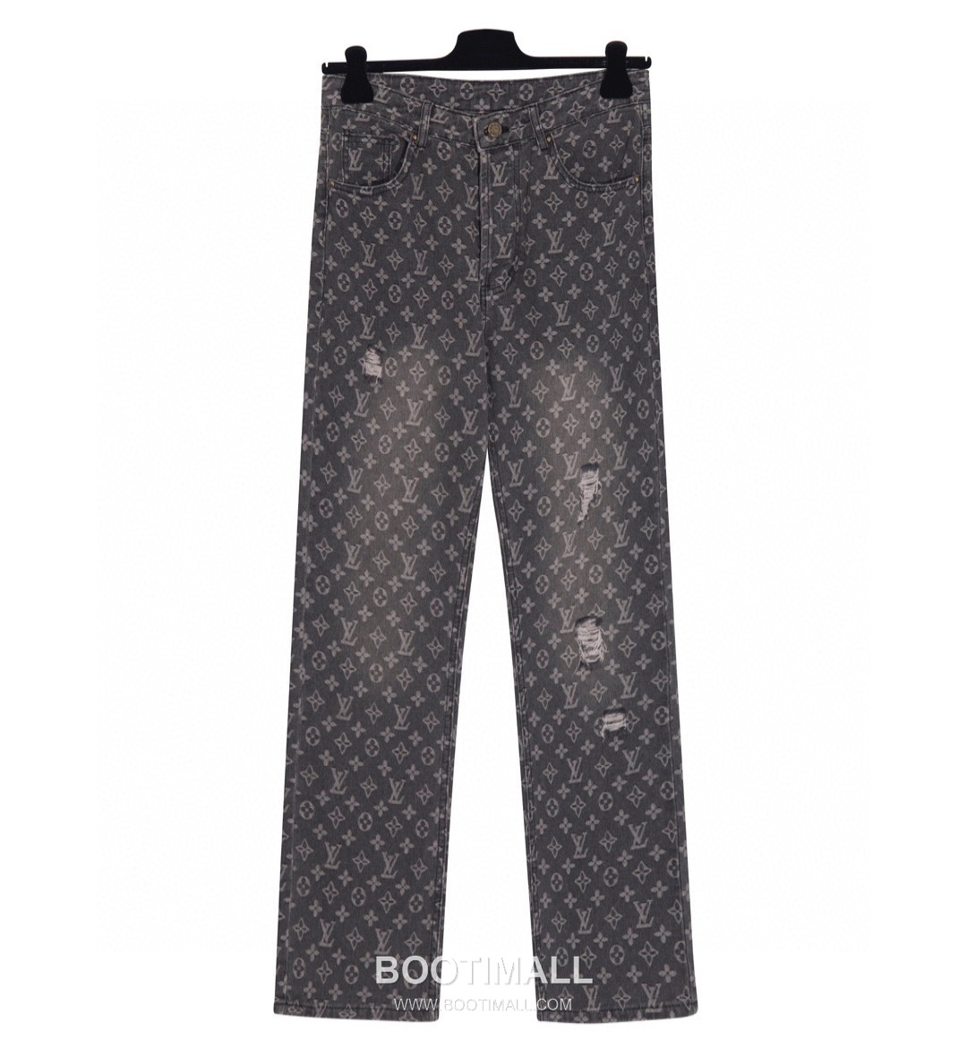 Louis Vuitton 2022 F/W Monogram Embroidered Washed Denim Pants with Red Patch 루이비통 2022FW 데님 그레이 팬츠 모노그램 자수 레드 패치 1
