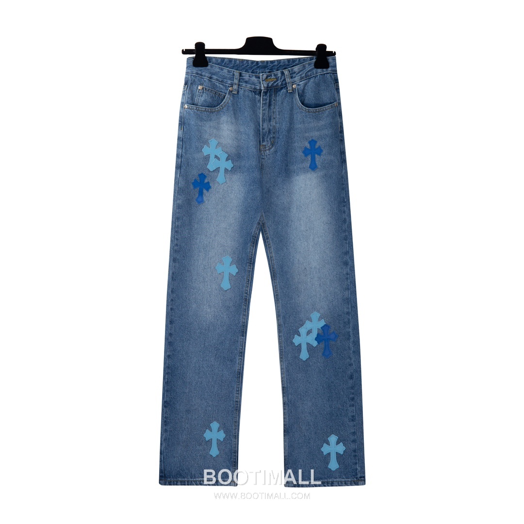 Chrome Hearts 2025 S/S Denim Straight Pants with Leather Cross Patch 크롬하츠 2025SS 데님 블루 팬츠 레더 크로스 패치 1