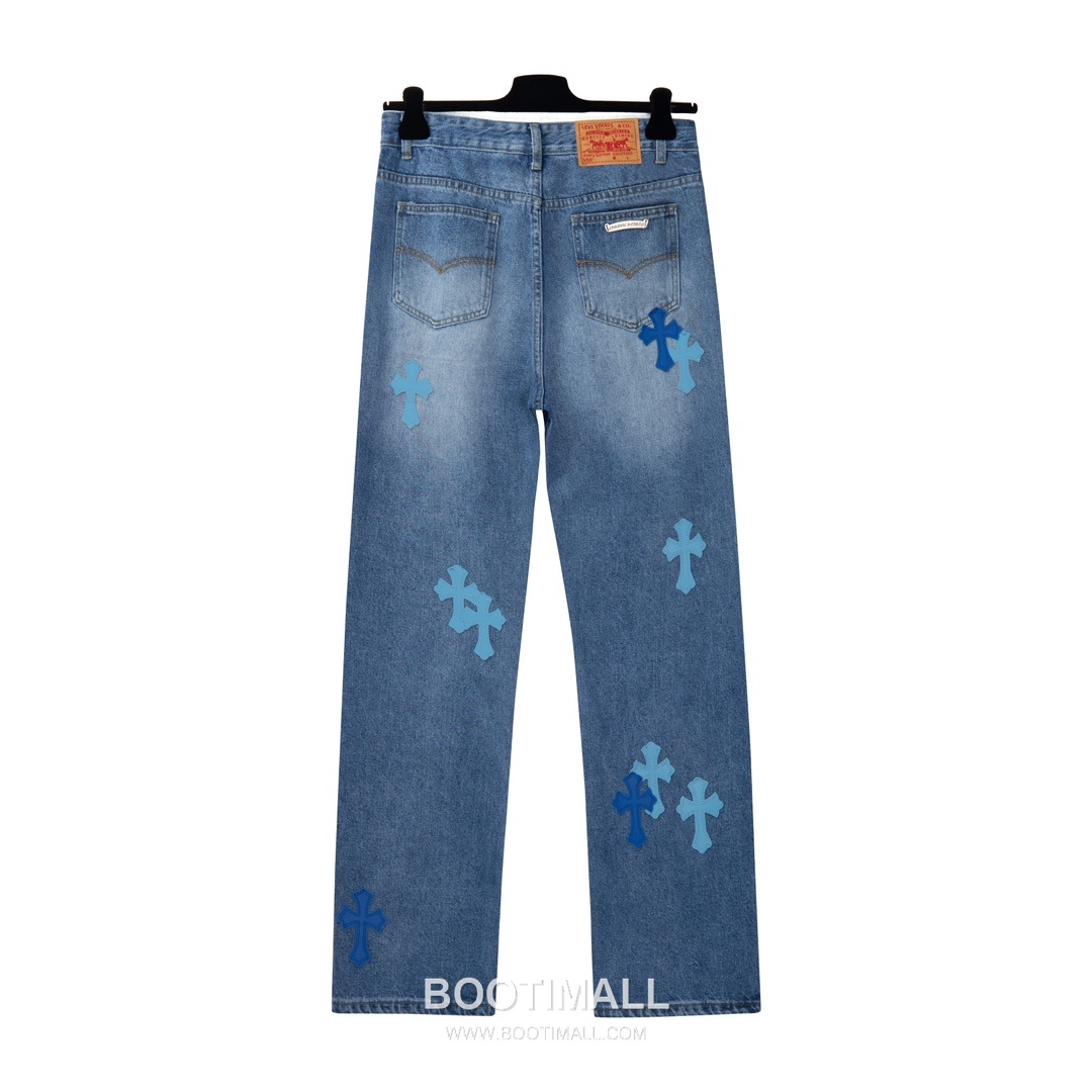 Chrome Hearts 2025 S/S Denim Straight Pants with Leather Cross Patch 크롬하츠 2025SS 데님 블루 팬츠 레더 크로스 패치 2