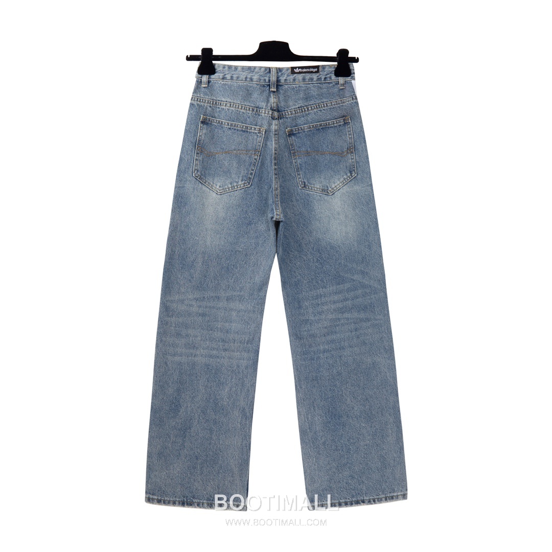 Balenciaga x Adidas 2024 S/S Cotton Denim Pants with Three Stripe Detail 발렌시아가 아디다스 2024SS 데님 블루 팬츠 삼선 스트라이프 2