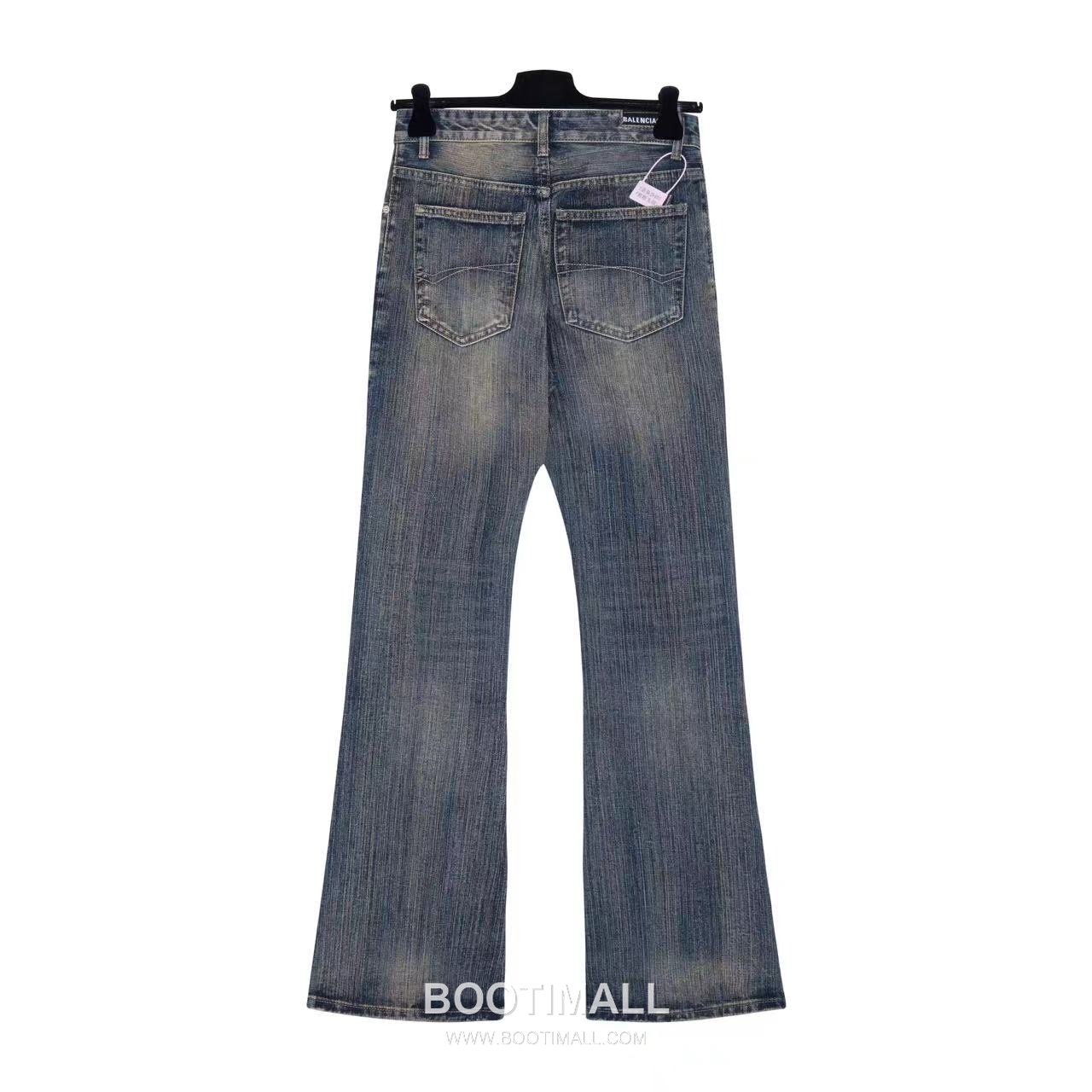 Balenciaga 2024 F/W Cotton Denim Flared Pants with Slub Stripe Detail 발렌시아가 2024FW 데님 블루 팬츠 슬럽 스트라이프 부츠컷 2