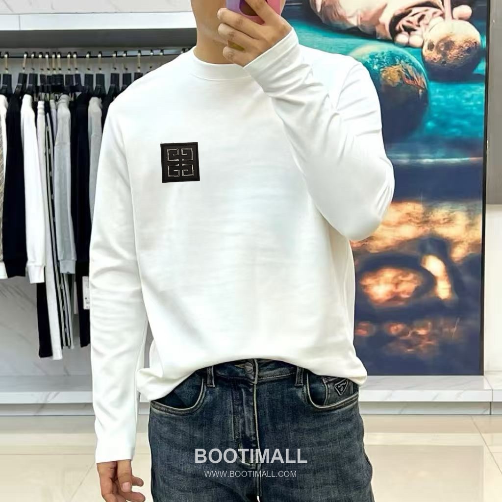 Givenchy 2026 F/W Cotton Long Sleeve T-Shirt with Logo Detail 지방시 2026FW 코튼 블랙 티셔츠 로고 긴팔 2