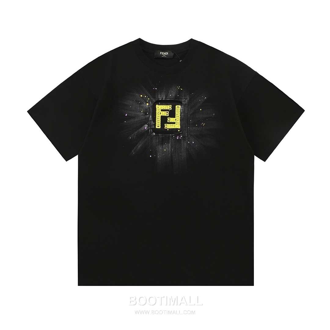 Fendi 2025 S/S Cotton Short Sleeve T-Shirt with Double F Embroidered Logo and Ink Print 펜디 2025SS 코튼 블랙 티셔츠 더블F 자수 잉크 프린트 1