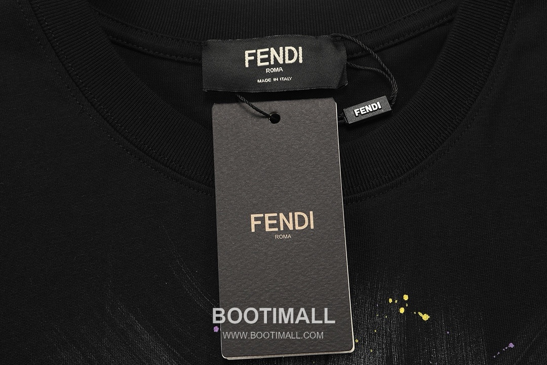 Fendi 2025 S/S Cotton Short Sleeve T-Shirt with Double F Embroidered Logo and Ink Print 펜디 2025SS 코튼 블랙 티셔츠 더블F 자수 잉크 프린트 2