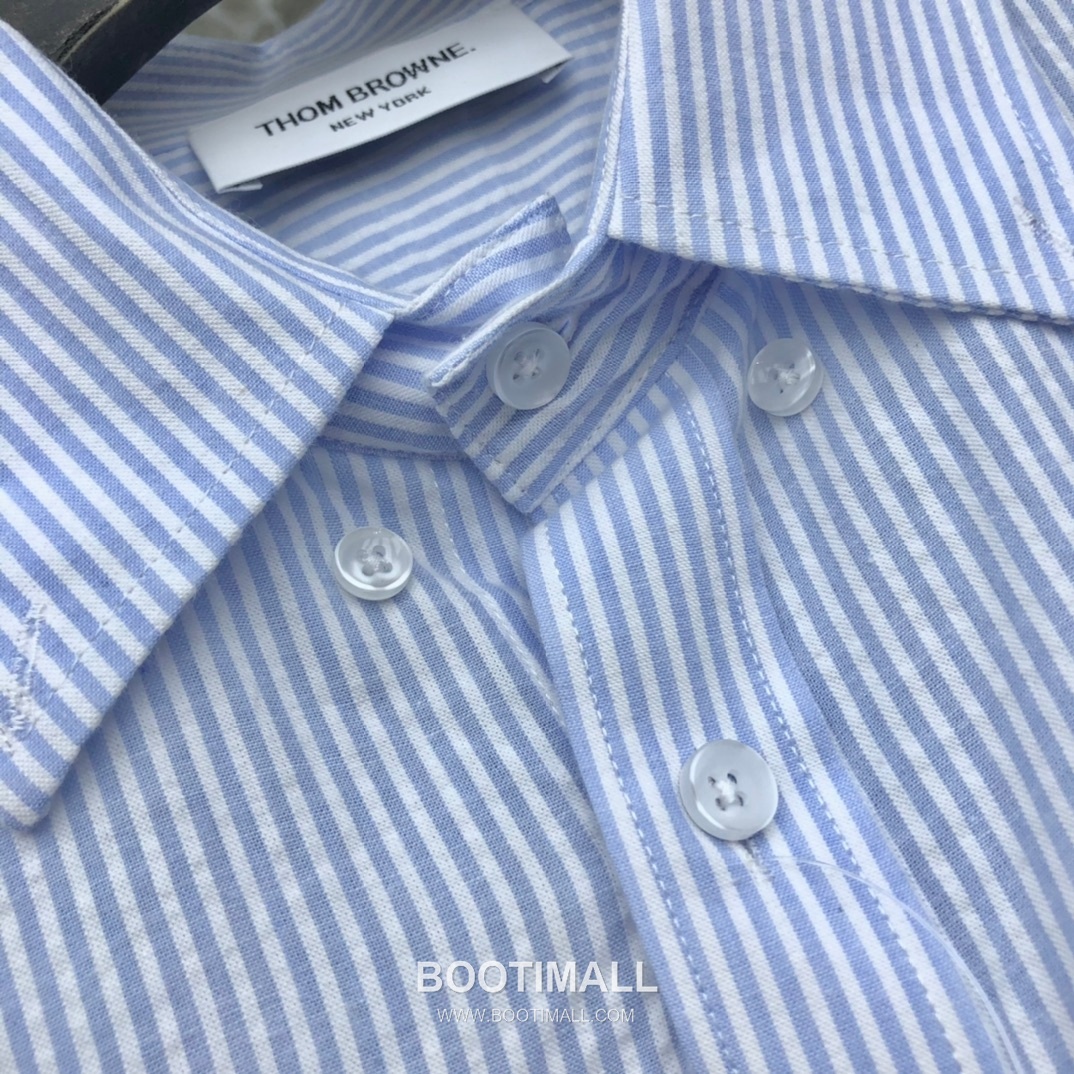 Thom Browne 2025 S/S Cotton Long Sleeve Shirt with Stripe Bubble Texture 톰브라운 2025SS 코튼 그레이 셔츠 스트라이프 버블 3