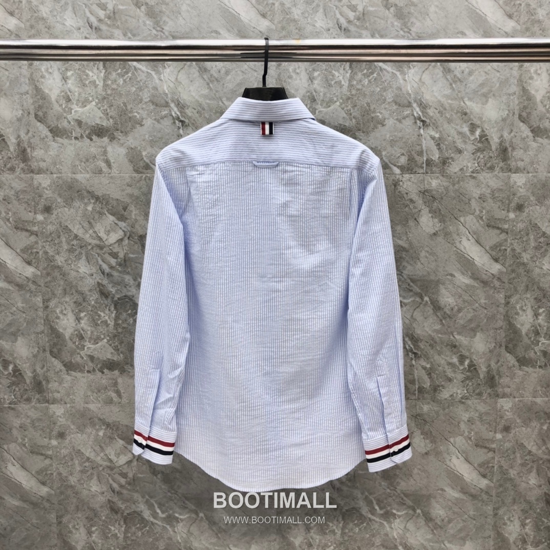 Thom Browne 2025 S/S Cotton Long Sleeve Shirt with Stripe Bubble Texture 톰브라운 2025SS 코튼 그레이 셔츠 스트라이프 버블 7