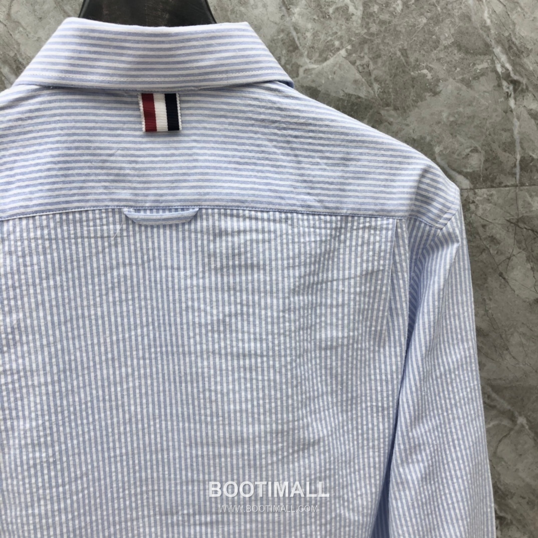 Thom Browne 2025 S/S Cotton Long Sleeve Shirt with Stripe Bubble Texture 톰브라운 2025SS 코튼 그레이 셔츠 스트라이프 버블 8