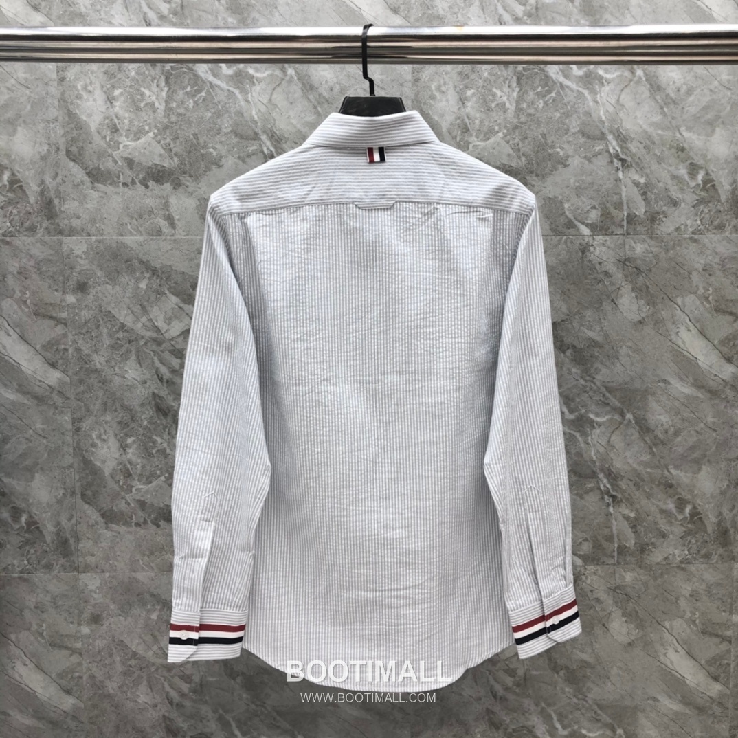 Thom Browne 2025 S/S Cotton Long Sleeve Shirt with Stripe Bubble Texture 톰브라운 2025SS 코튼 그레이 셔츠 스트라이프 버블 17