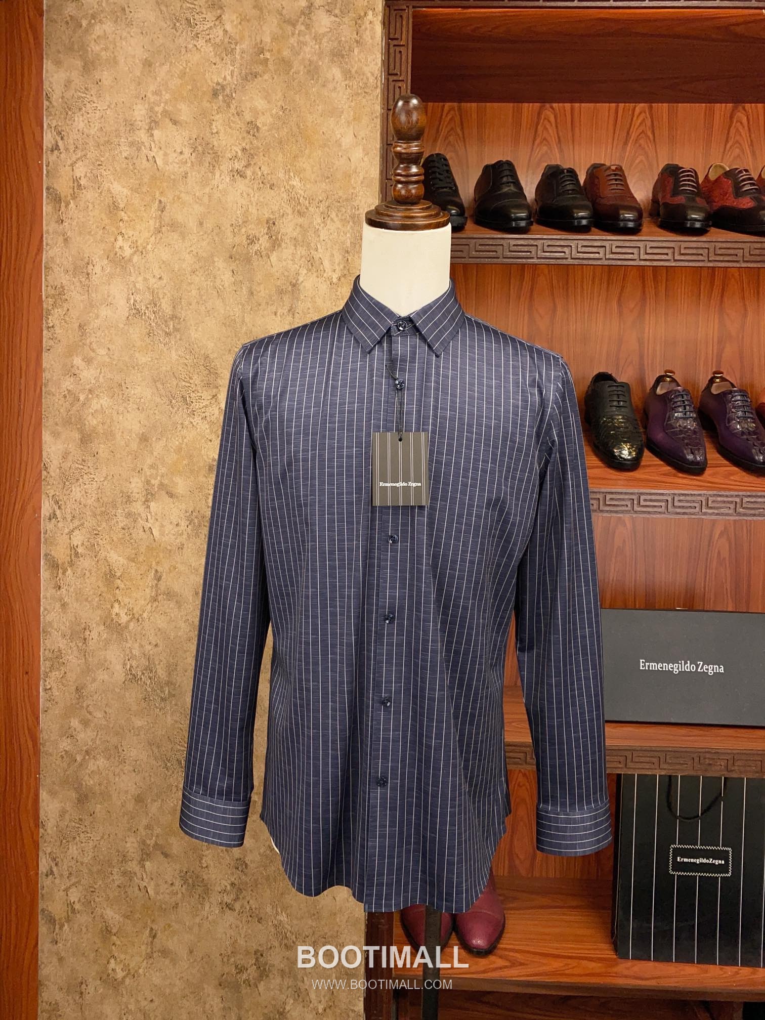 Zegna 2025 S/S Cotton Blend Long Sleeve Shirt with Anti Wrinkle Finish 제냐 2025SS 코튼 블루 셔츠 논아이론 2