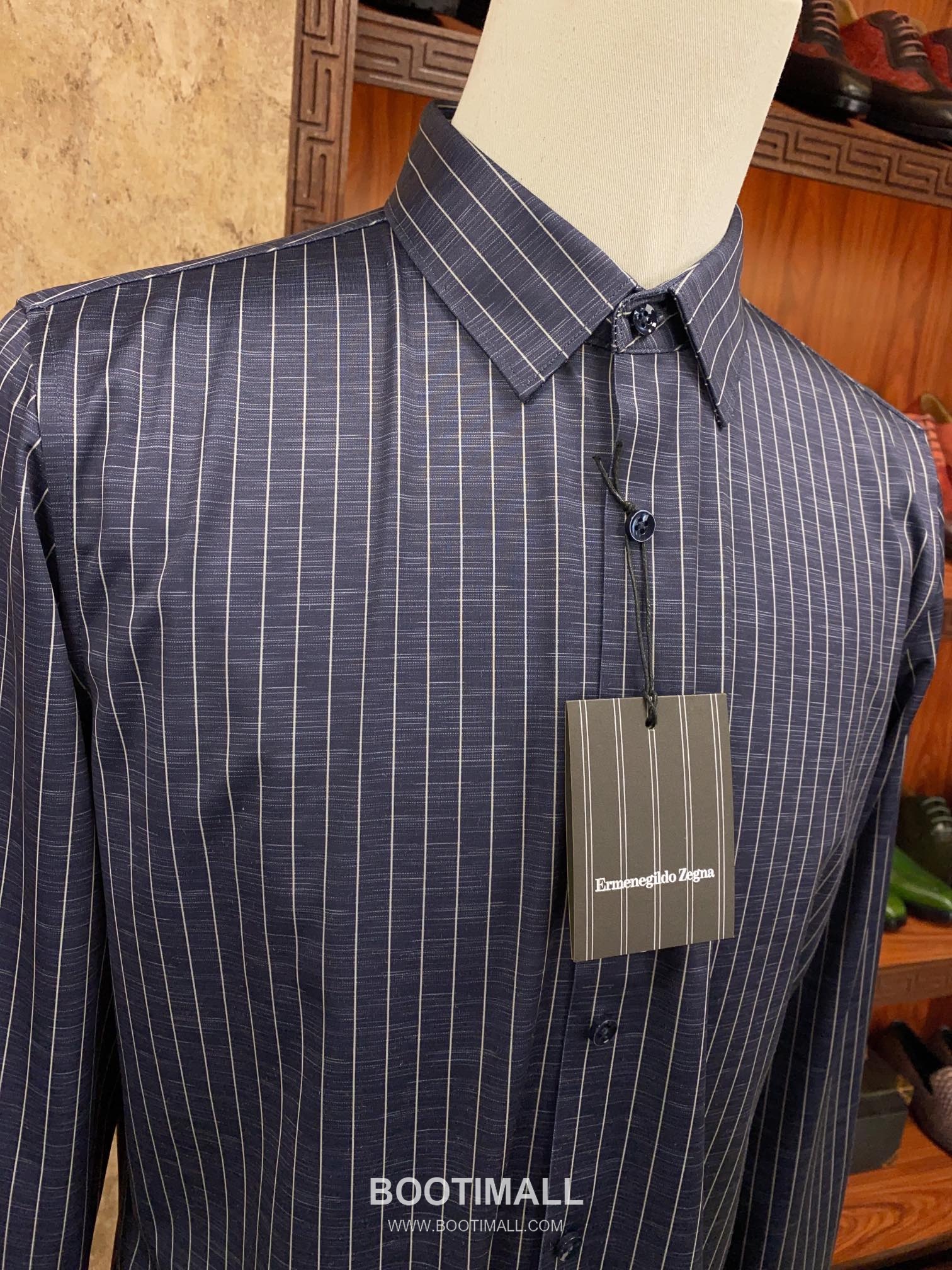 Zegna 2025 S/S Cotton Blend Long Sleeve Shirt with Anti Wrinkle Finish 제냐 2025SS 코튼 블루 셔츠 논아이론 4