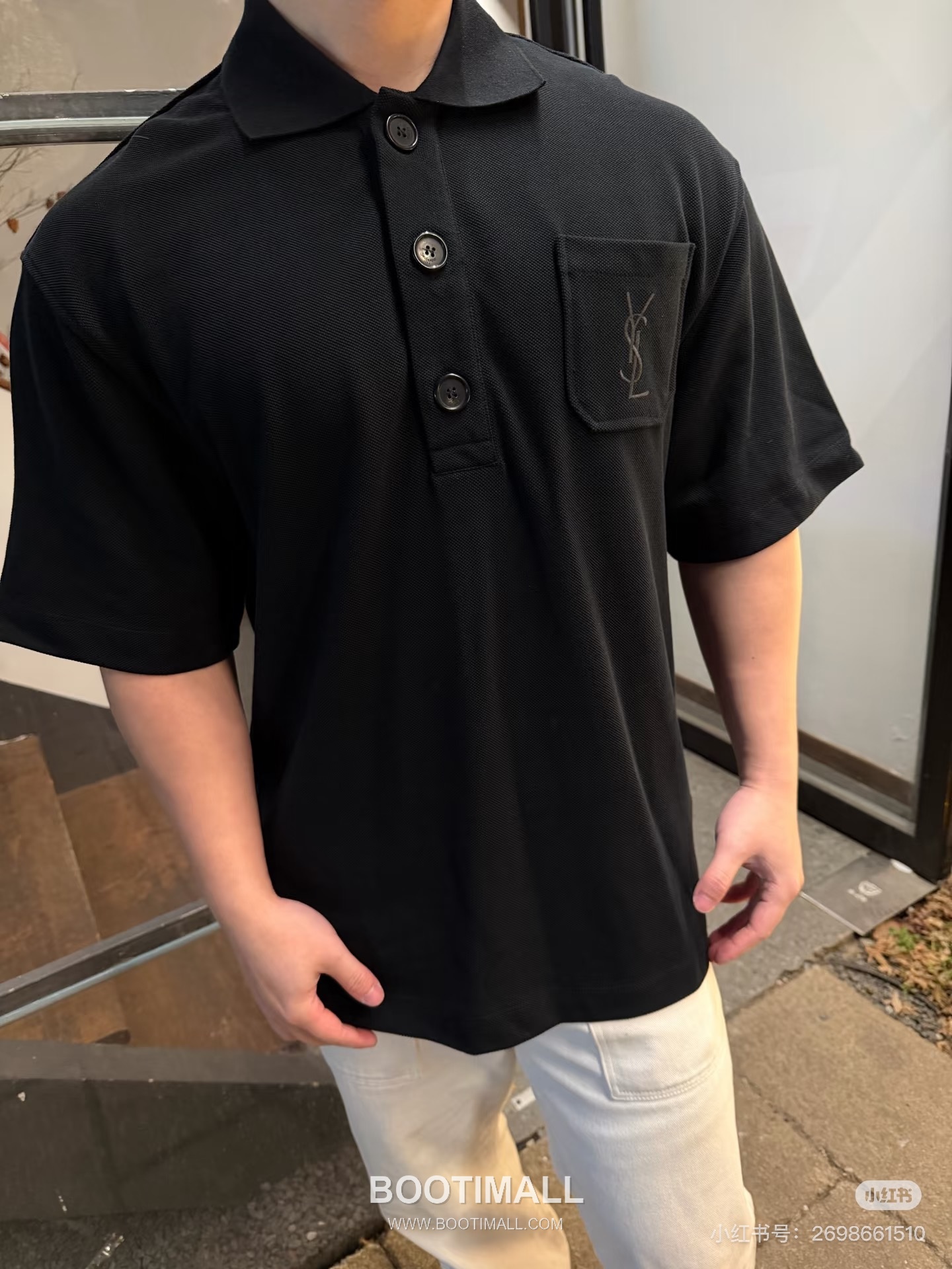 Saint Laurent 2025 S/S Cotton Polo Shirt with Pocket Embroidered Logo 생로랑 2025SS 코튼 블랙 폴로셔츠 포켓 자수 1