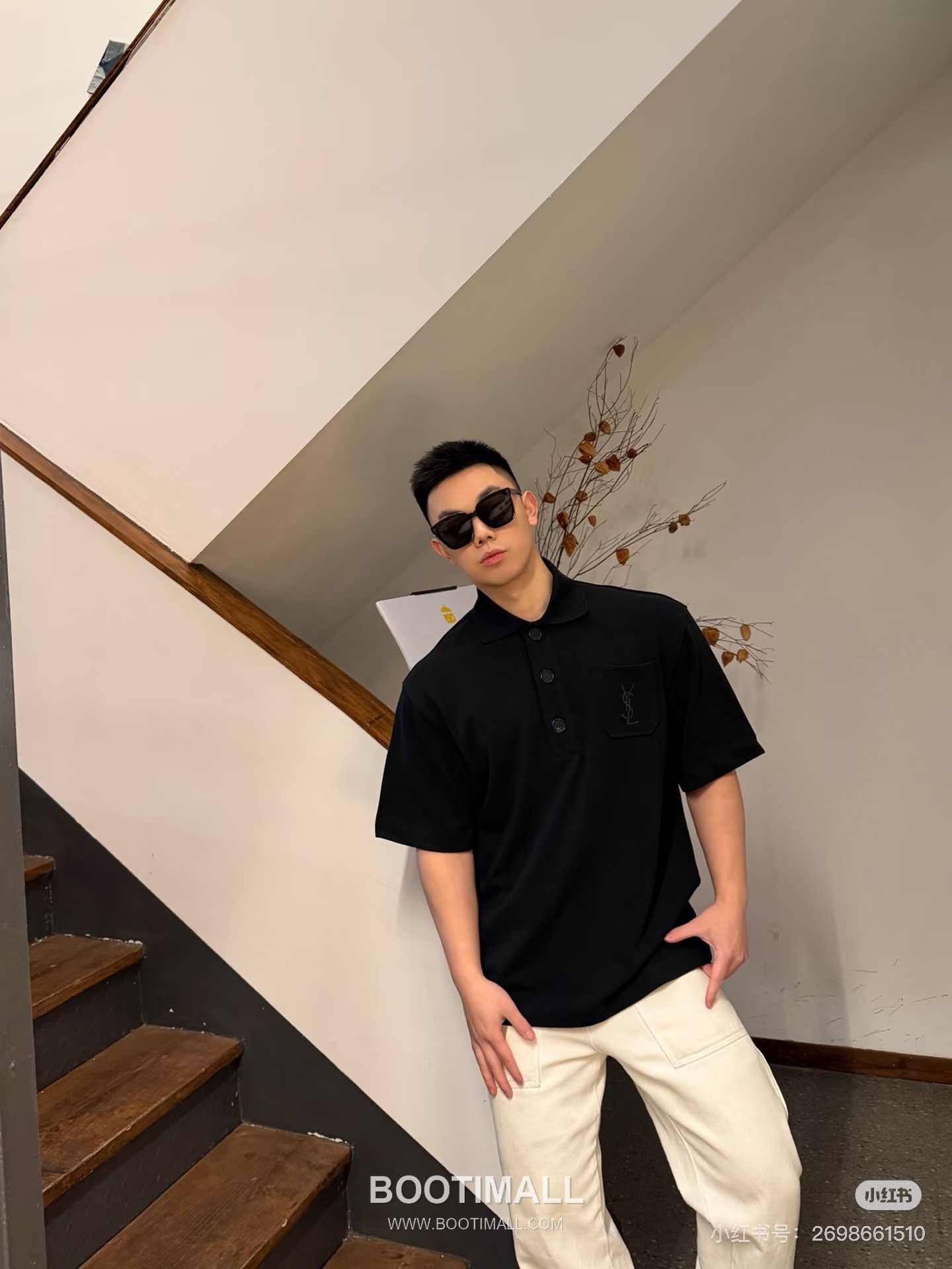 Saint Laurent 2025 S/S Cotton Polo Shirt with Pocket Embroidered Logo 생로랑 2025SS 코튼 블랙 폴로셔츠 포켓 자수 2