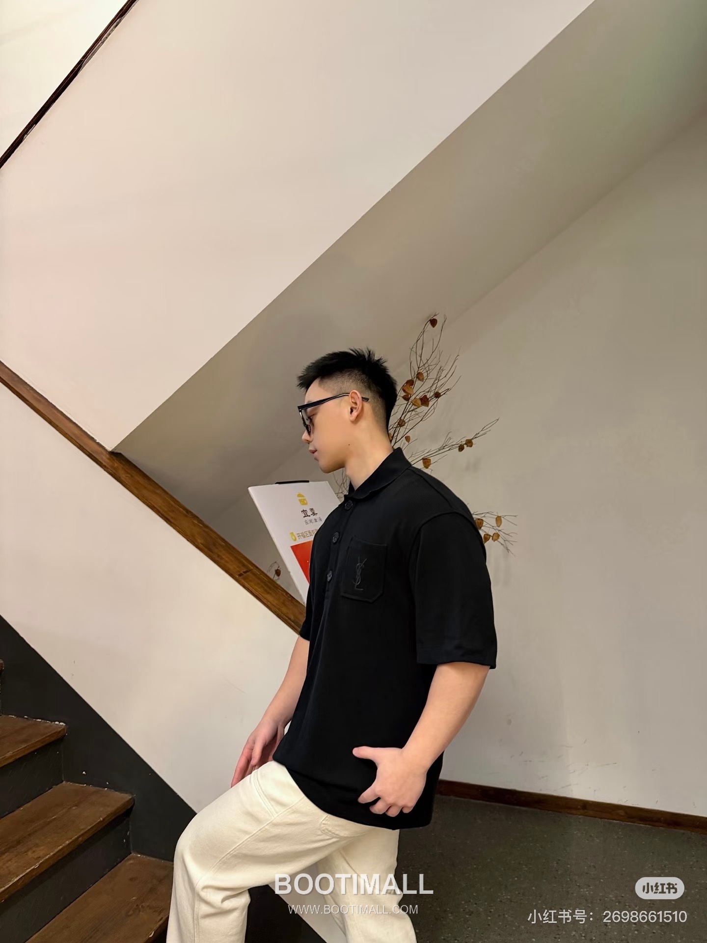 Saint Laurent 2025 S/S Cotton Polo Shirt with Pocket Embroidered Logo 생로랑 2025SS 코튼 블랙 폴로셔츠 포켓 자수 4