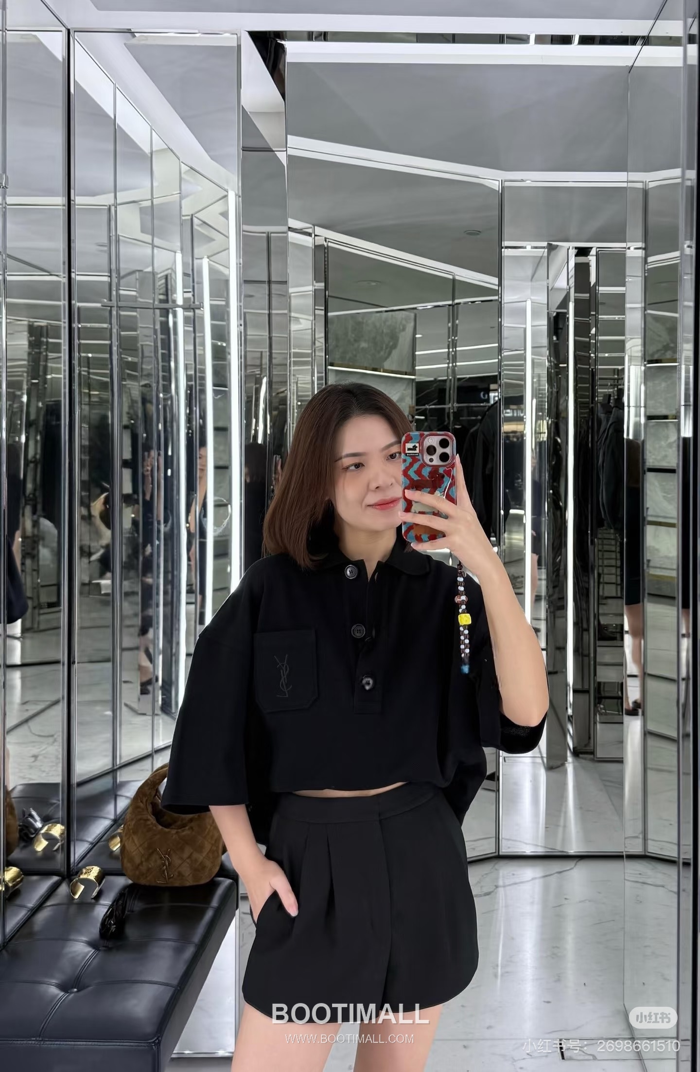 Saint Laurent 2025 S/S Cotton Polo Shirt with Pocket Embroidered Logo 생로랑 2025SS 코튼 블랙 폴로셔츠 포켓 자수 9