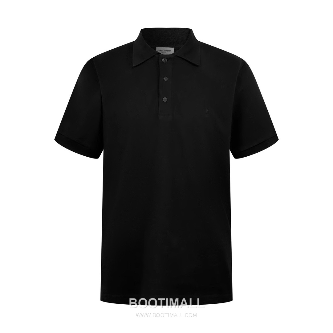 Saint Laurent 2025 S/S Cotton Polo Shirt with Embroidered Logo 생로랑 2025SS 코튼 블랙 폴로셔츠 자수 로고 10