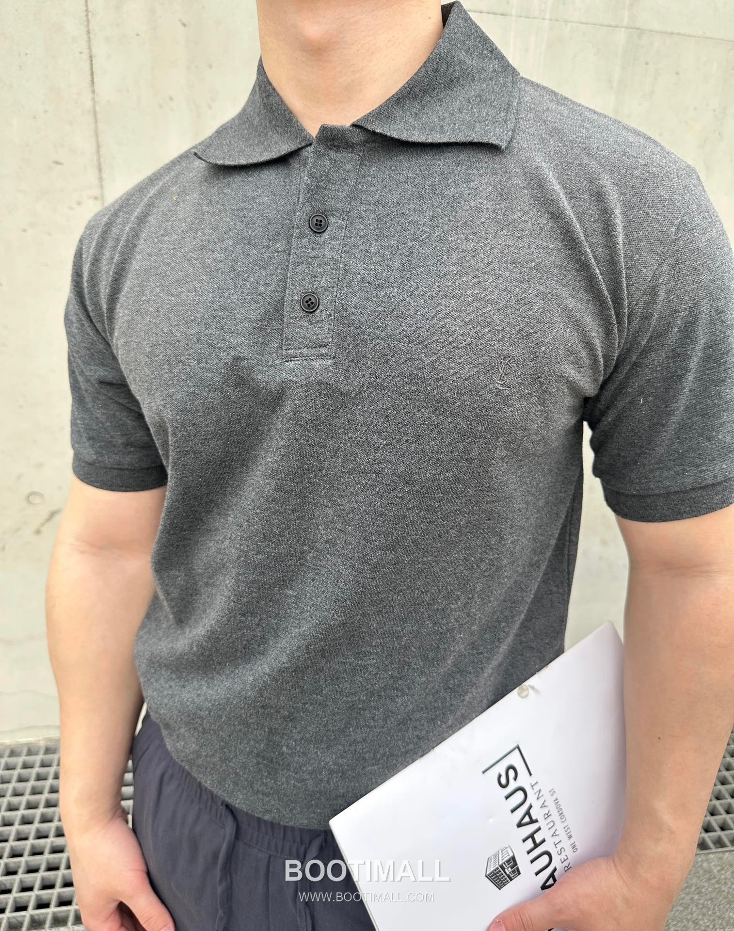 Saint Laurent 2025 S/S Cotton Polo Shirt with Embroidered Logo 생로랑 2025SS 코튼 블랙 폴로셔츠 자수 로고 1