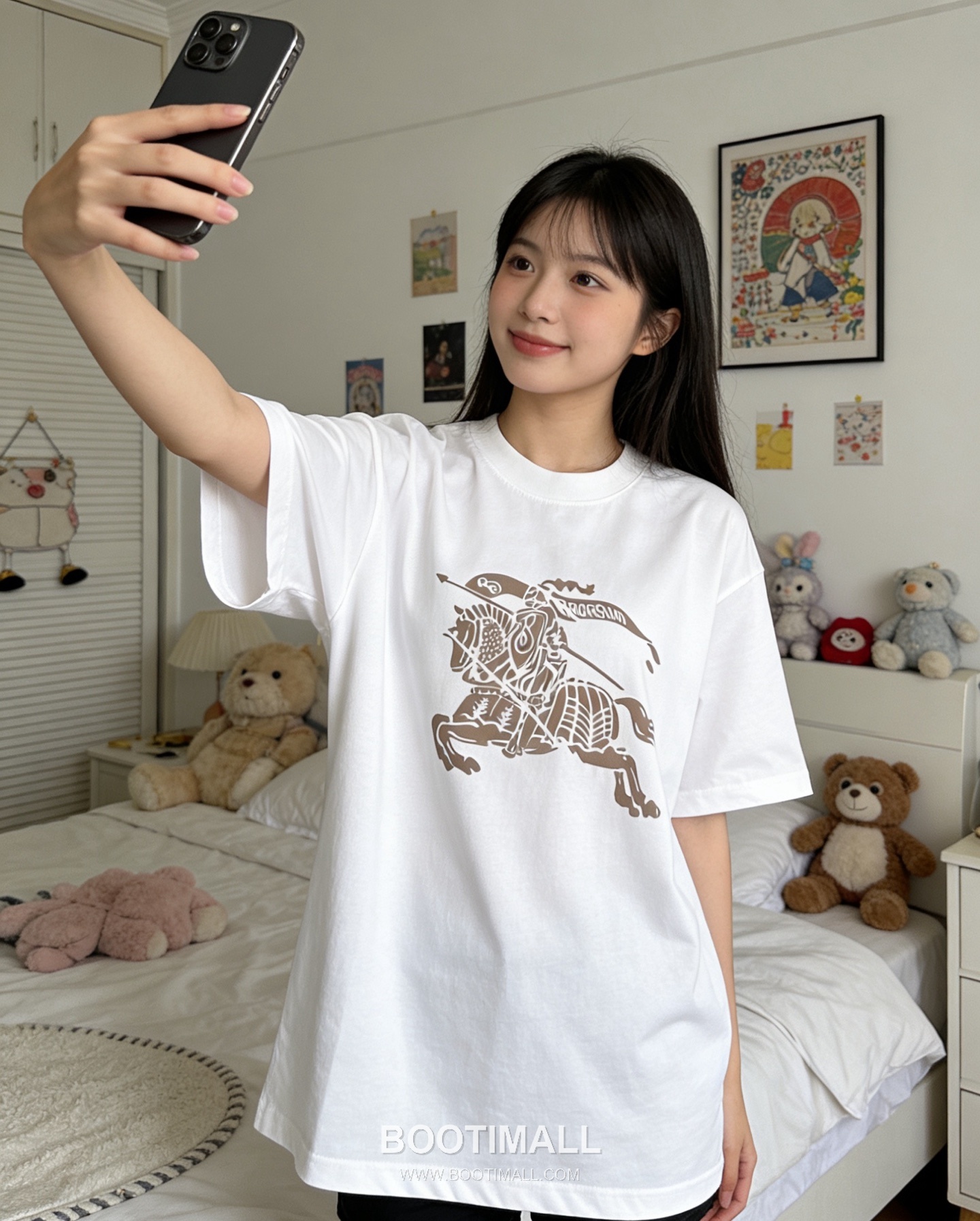 Burberry 2025 S/S Cotton Short Sleeve T-Shirt with Knight Logo Print 버버리 2025SS 코튼 블랙 티셔츠 기사 로고 프린트 2