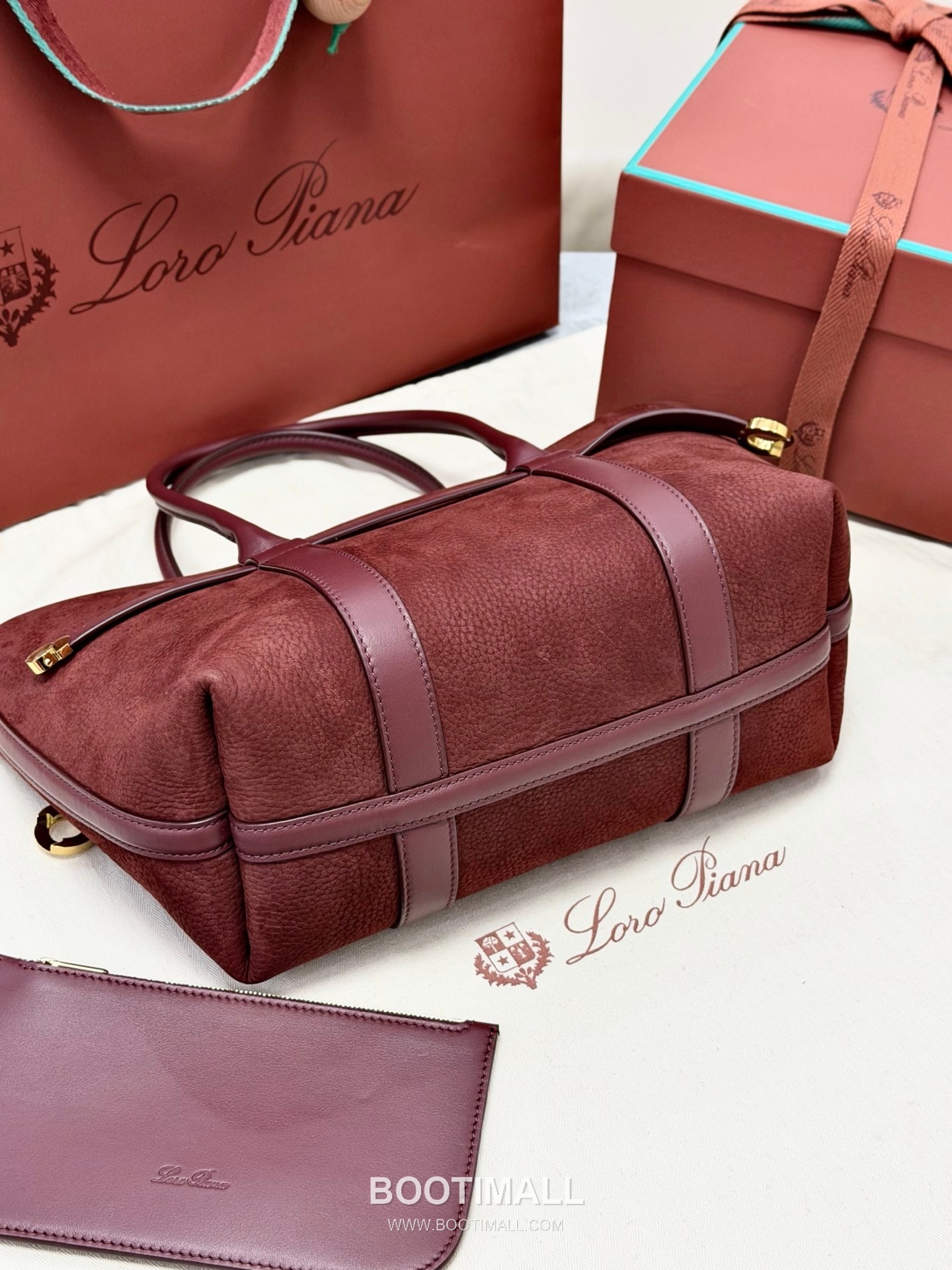 Loro Piana Ghiera Shopper Grained Leather Tote Bag with Ring Buckle Detail 로로피아나 기에라 쇼퍼 그레인 레더 브라운 토트백 FAO7473 28cm 3