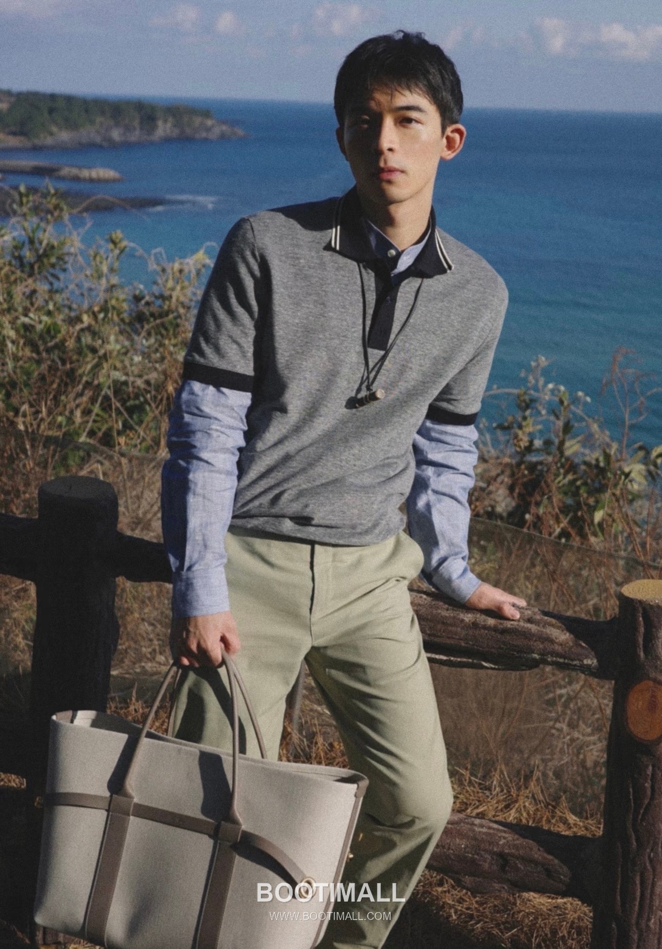 Loro Piana Ghiera Shopper Cotton Linen Canvas Leather Trim Tote Bag with Ring Buckle Detail 로로피아나 기에라 쇼퍼 코튼 린넨 캔버스 그레이 토트백 FAO7475 40cm 1